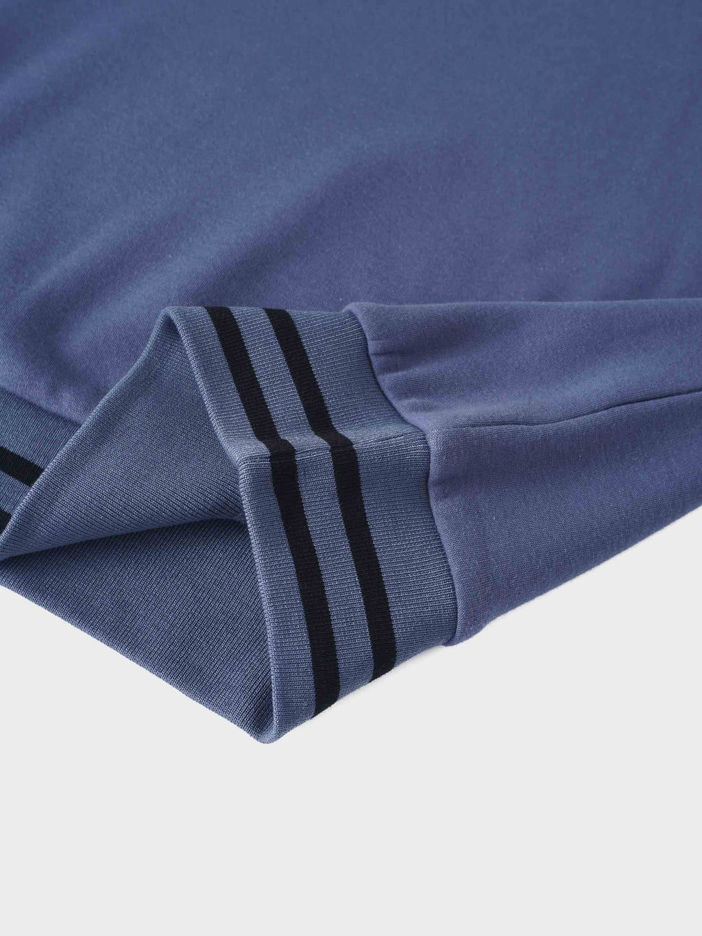 Striped High Neck Sweatshirt-Denim Blue/Black