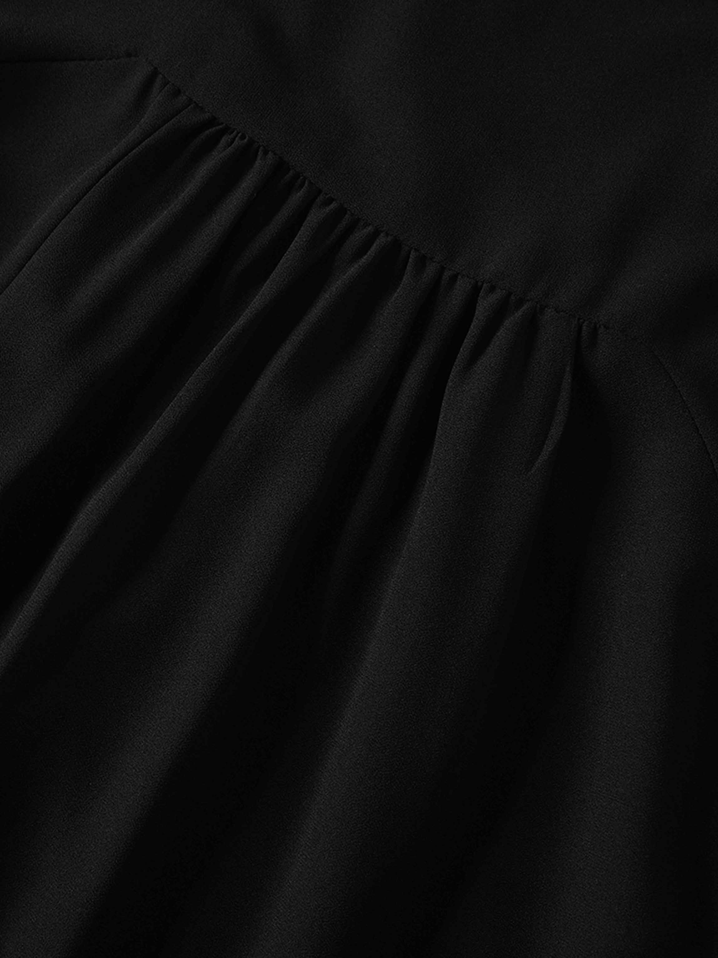 Asymmetrical Hem Dress-Black