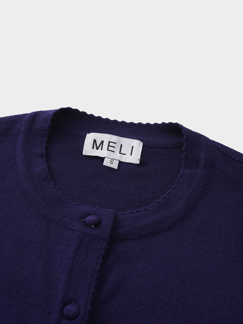 Trim Detail Crew Crop Cardigan-Navy