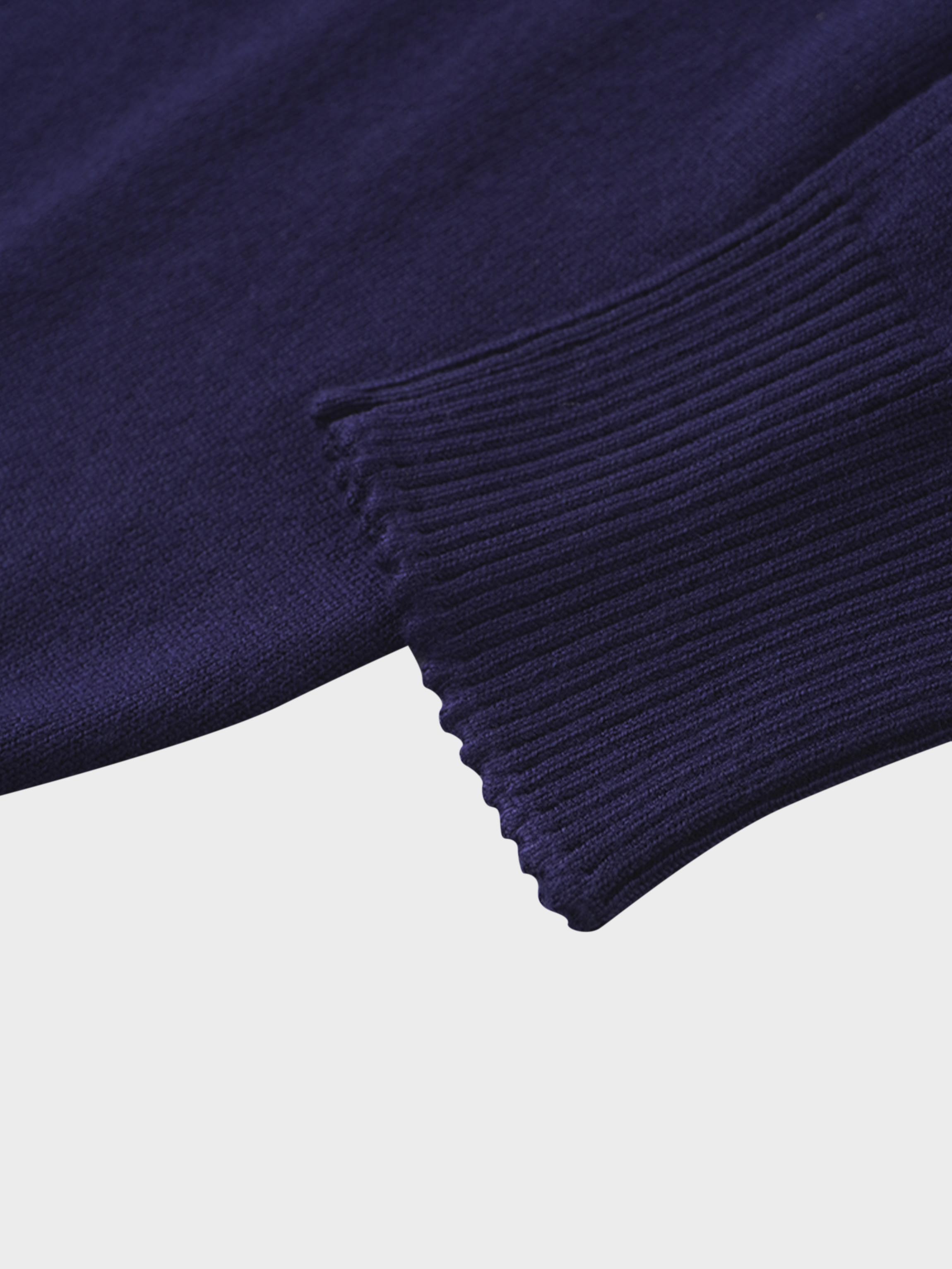 Trim Detail Crew Crop Cardigan-Navy