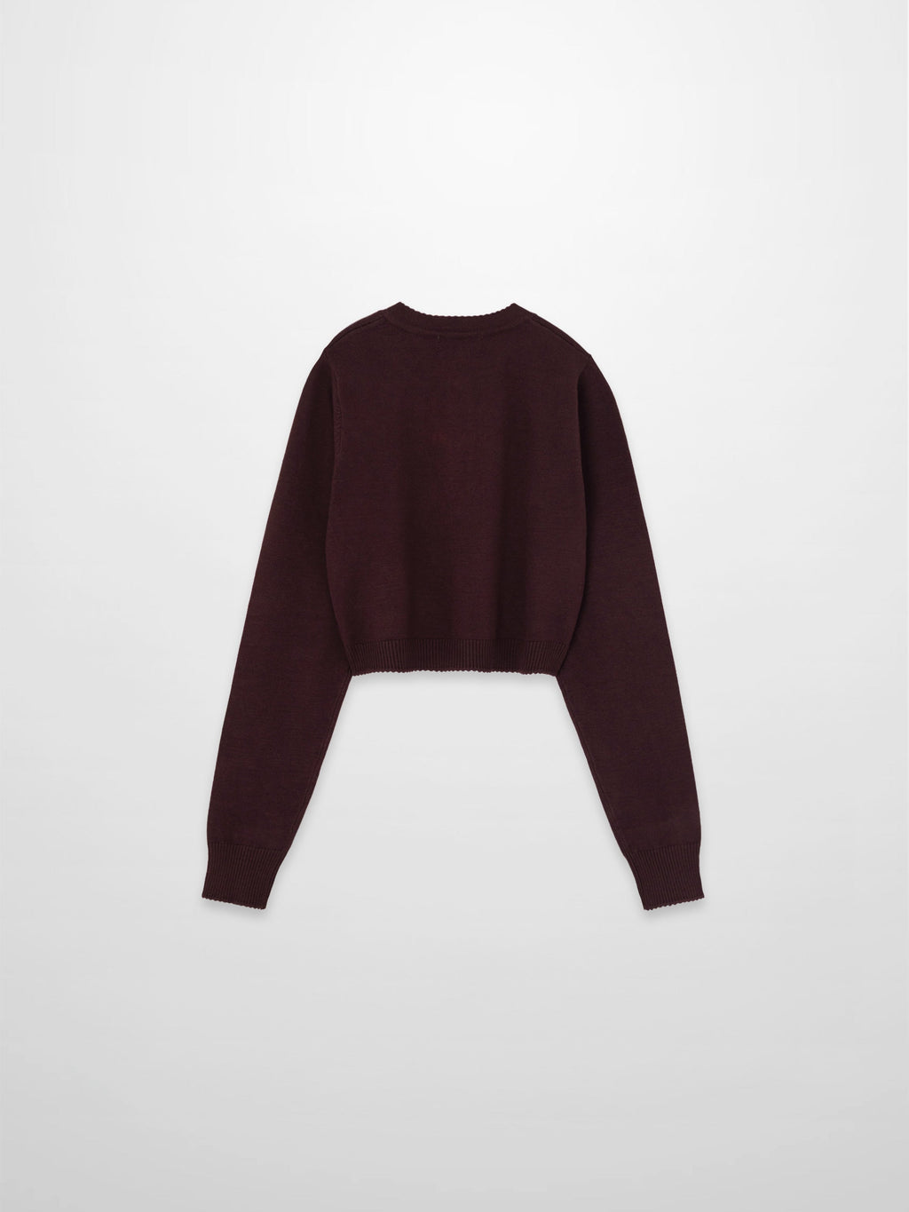 Trim Detail Crew Crop Cardigan-Chocolate Brown