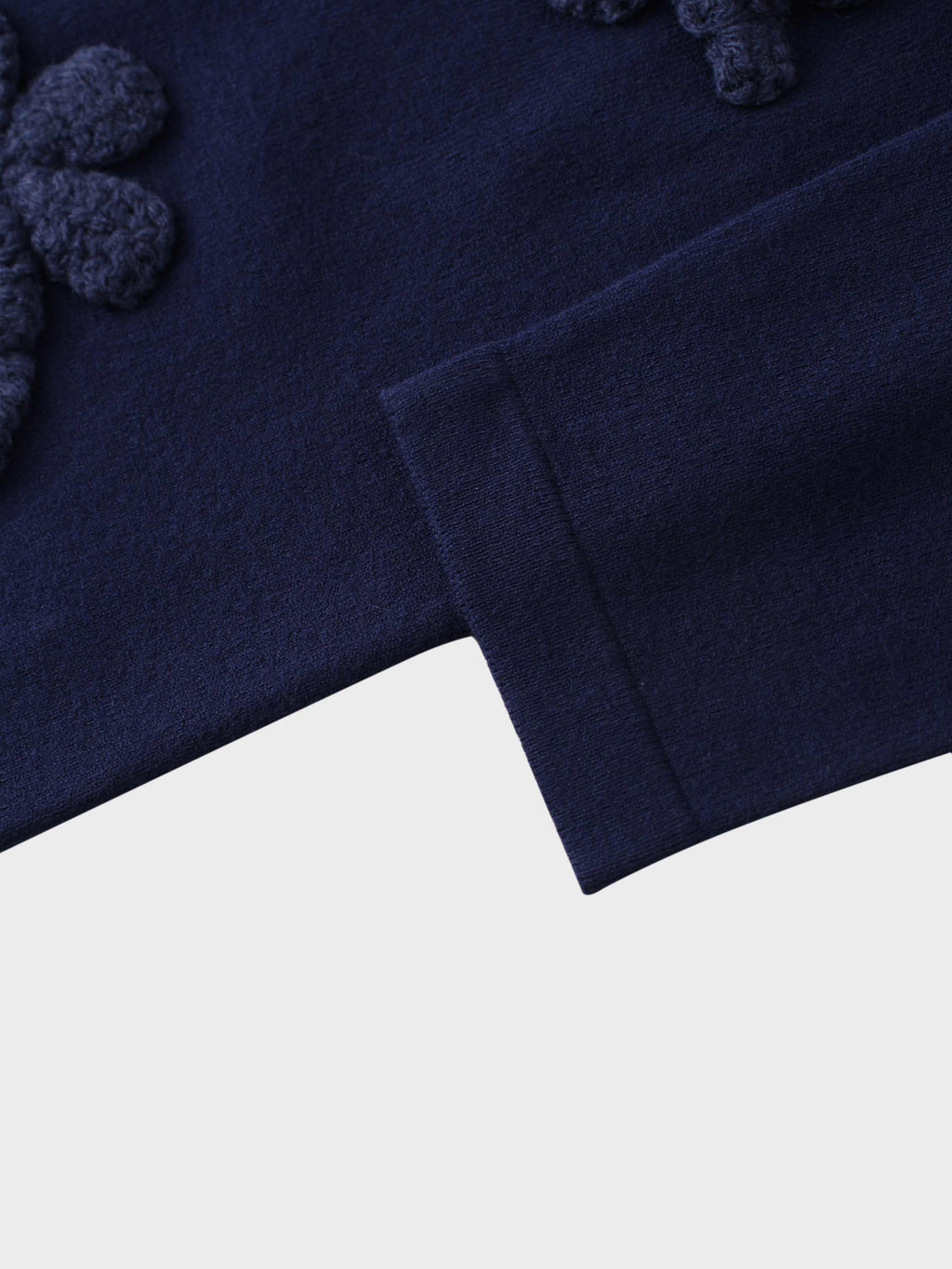 Crochet Puff Flower Sweater Set-Navy