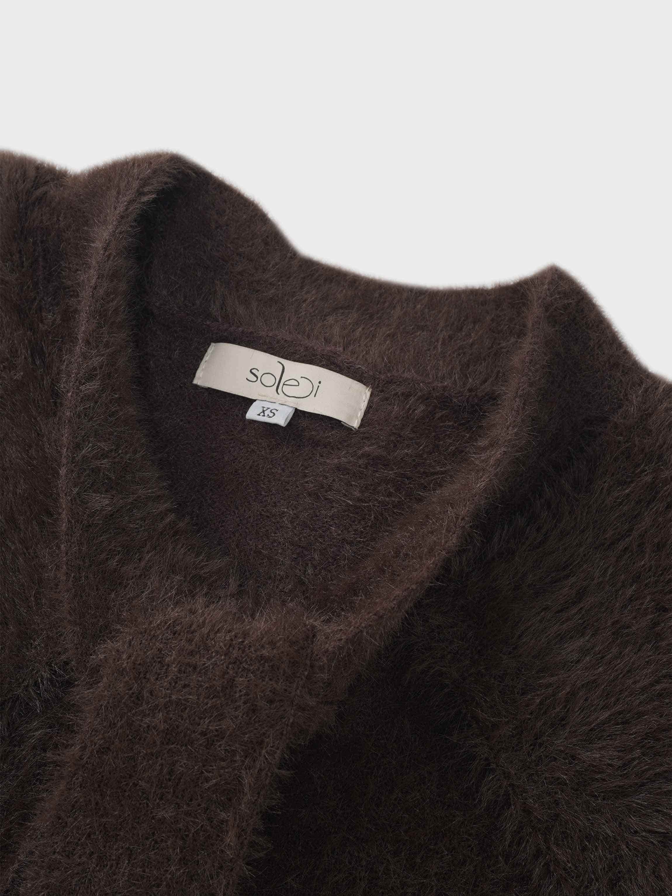Mohair Shawl Collar Cardigan-Brown