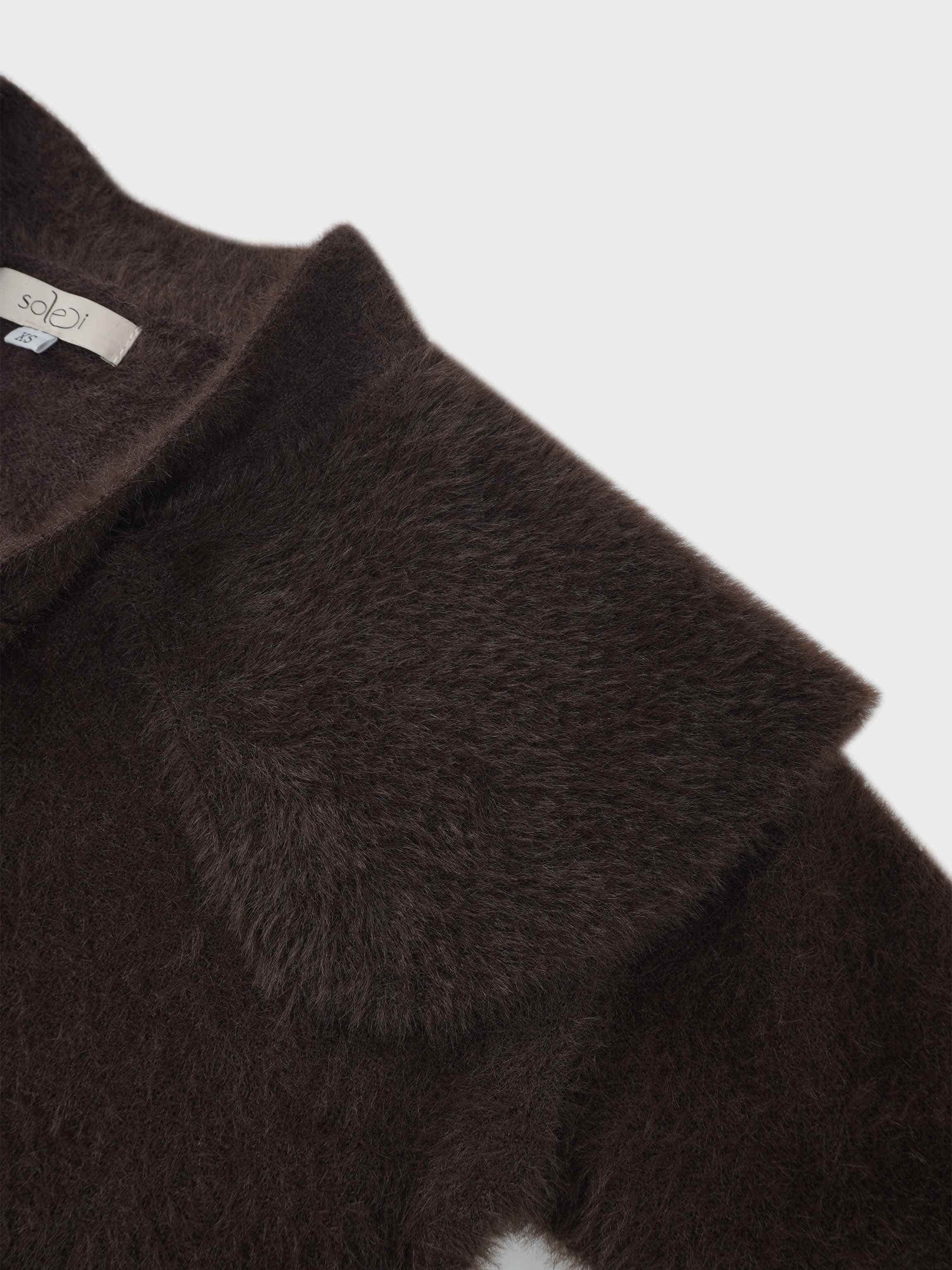 Mohair Shawl Collar Cardigan-Brown