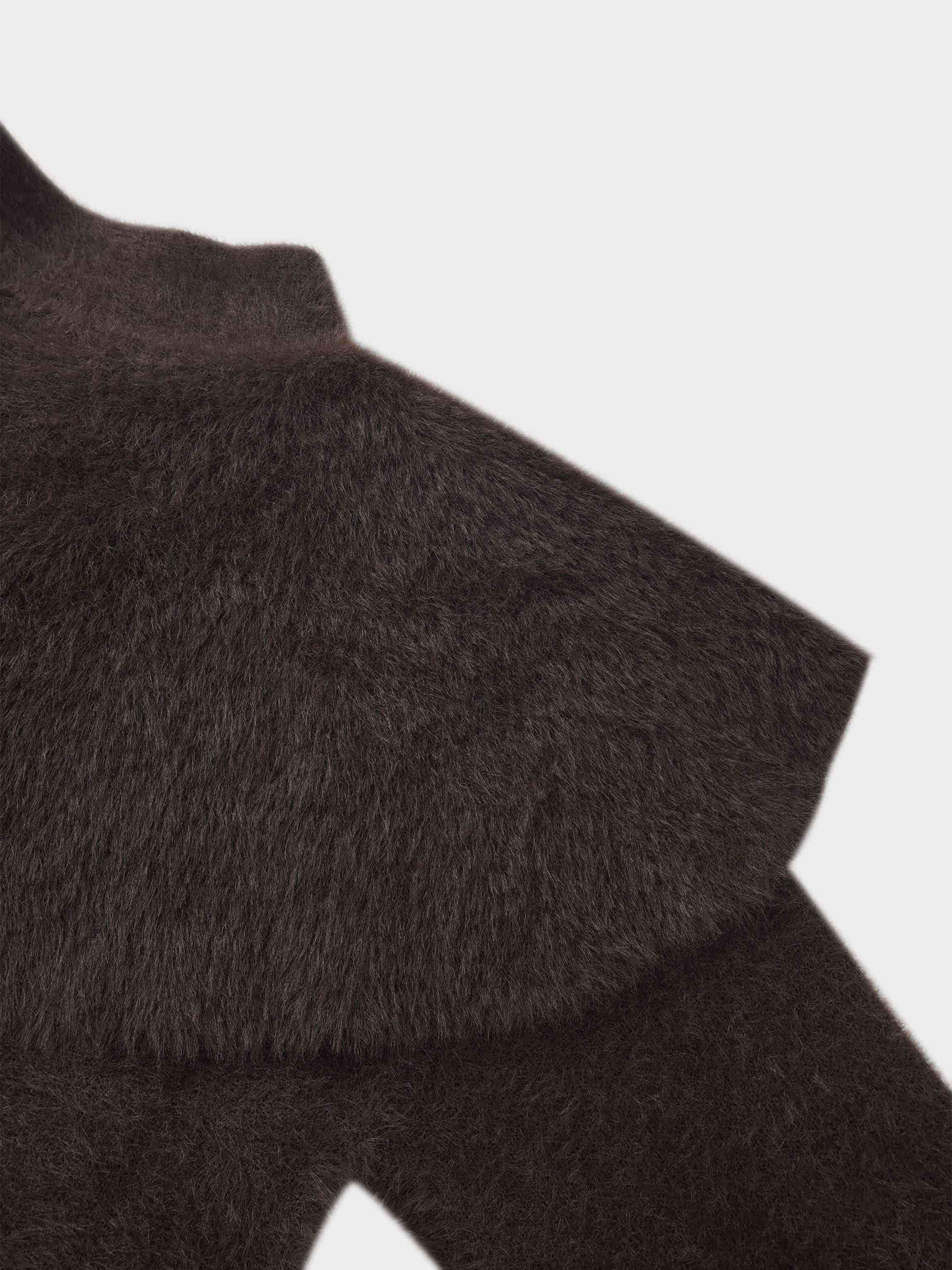 Mohair Shawl Collar Cardigan-Brown