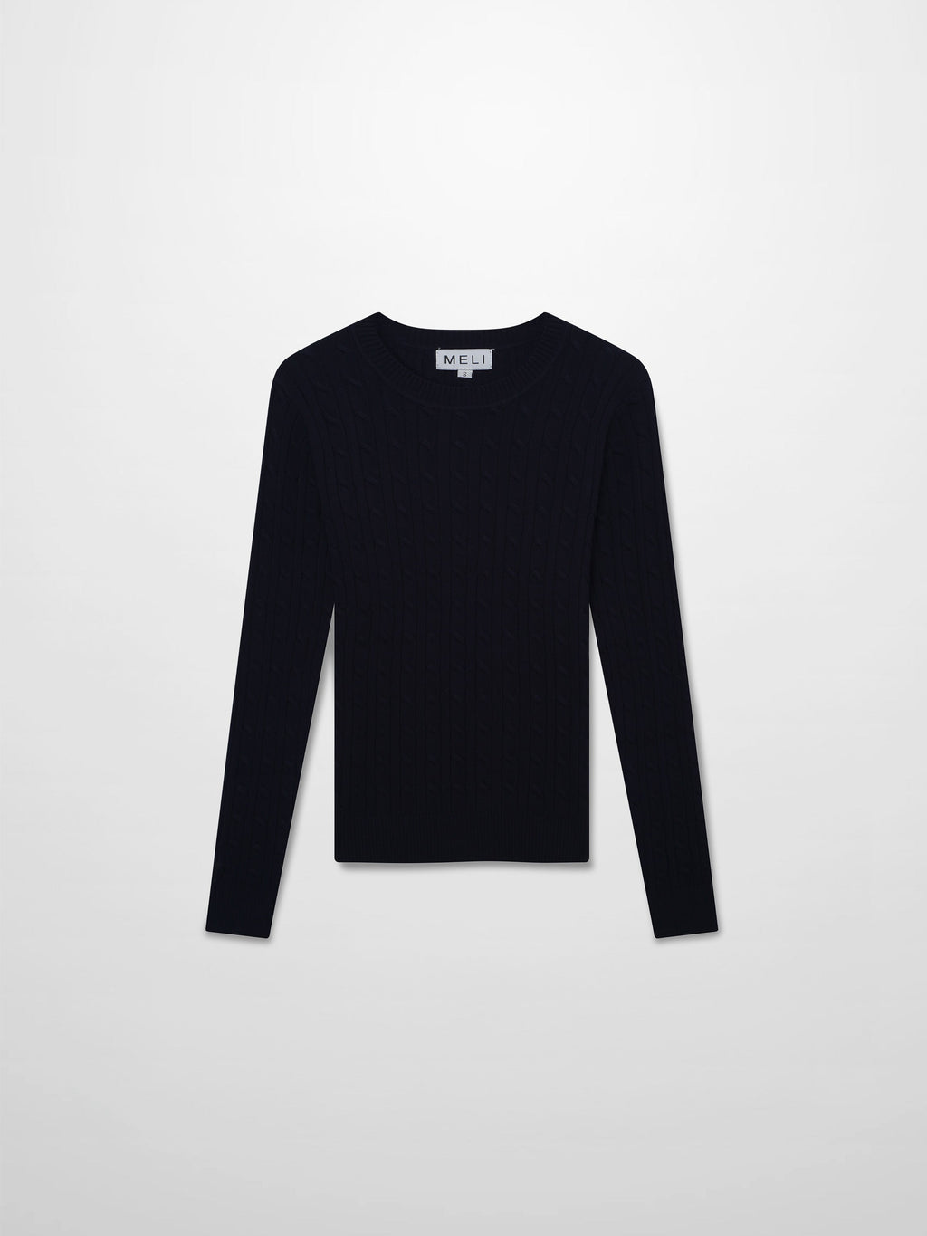 Crew Neck Cable Sweater-Navy