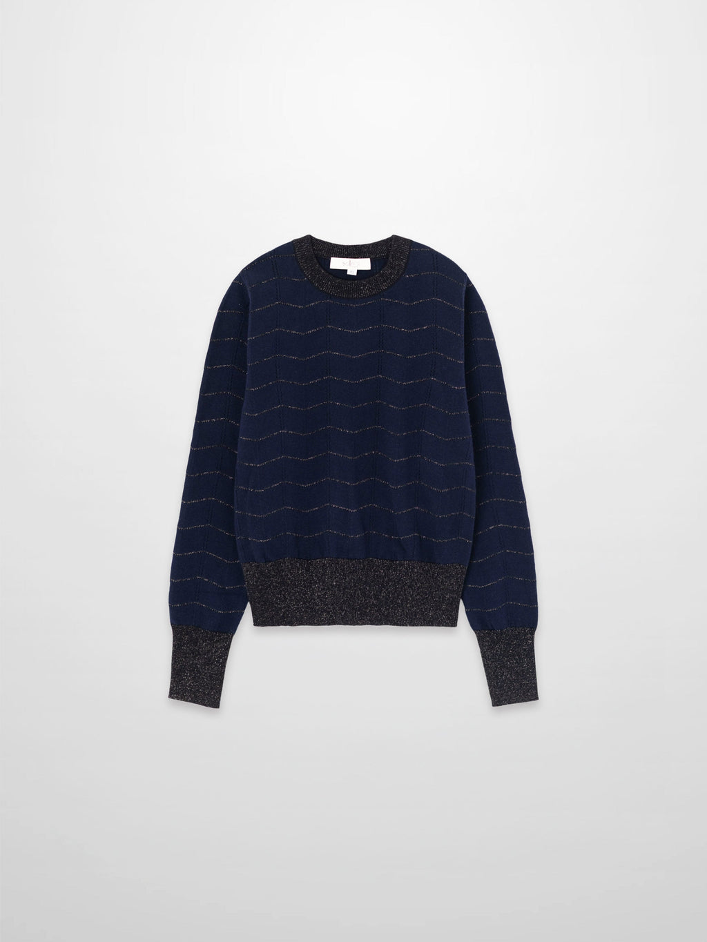 Lurex Striped Sweater-Navy/Black