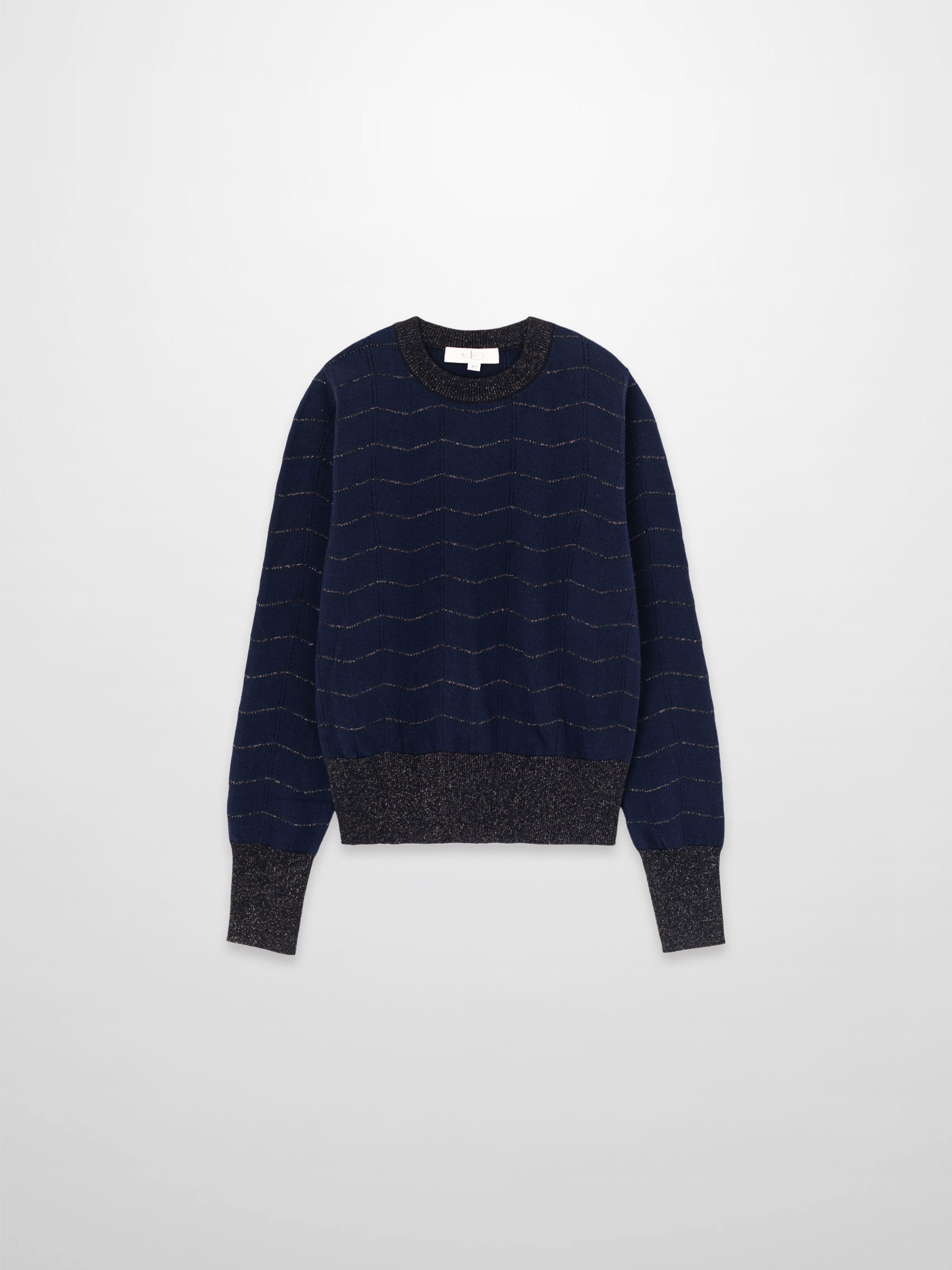 Lurex Striped Sweater-Navy/Black