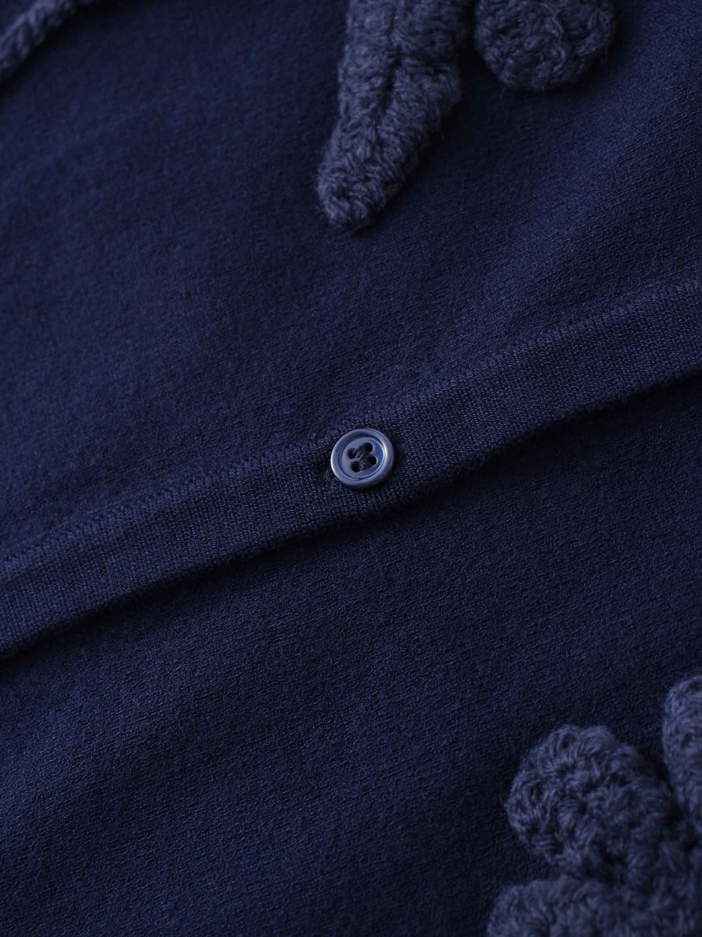 Crochet Puff Flower Sweater Set-Navy