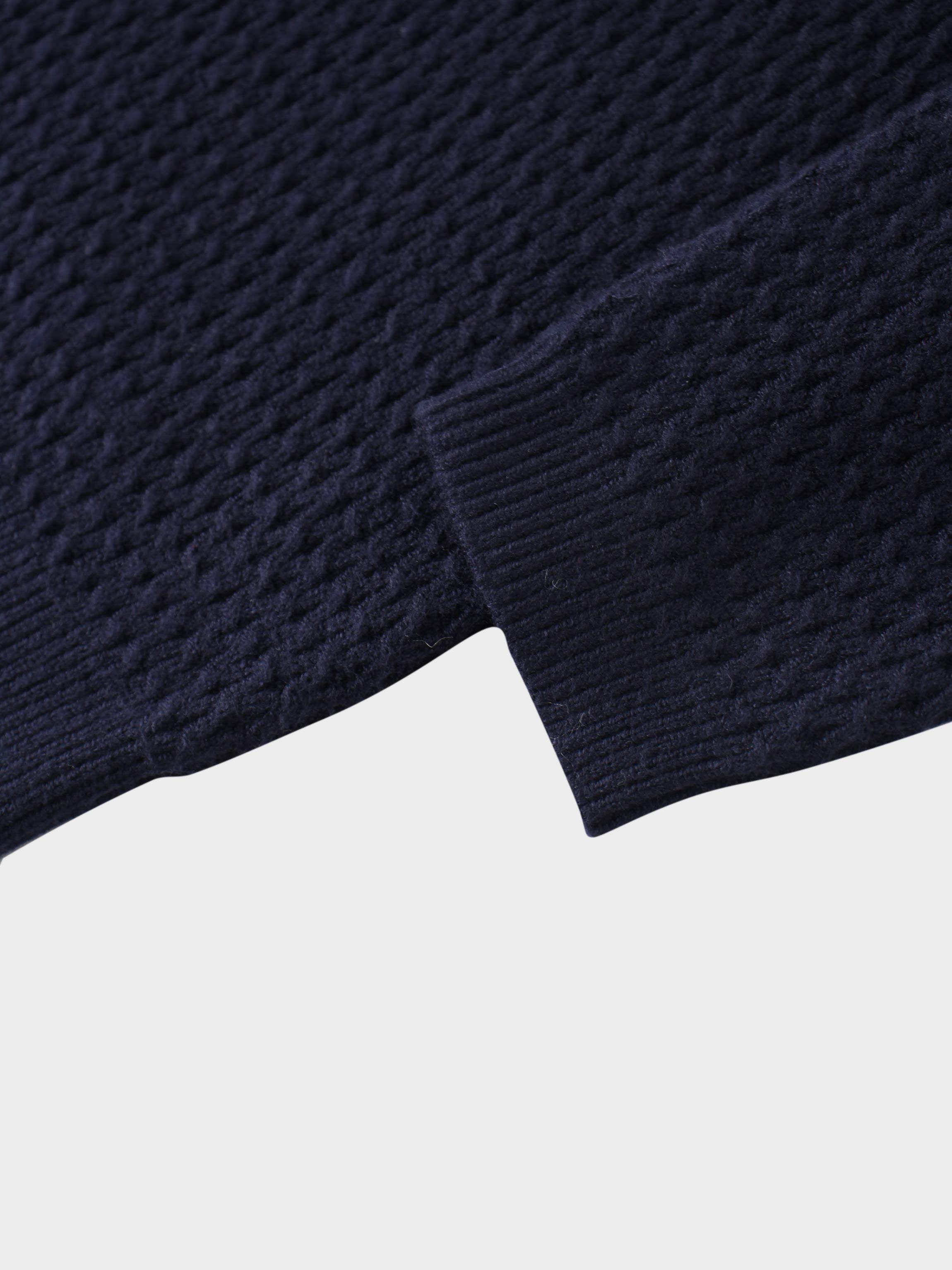 Textured Crew Cardigan-Navy