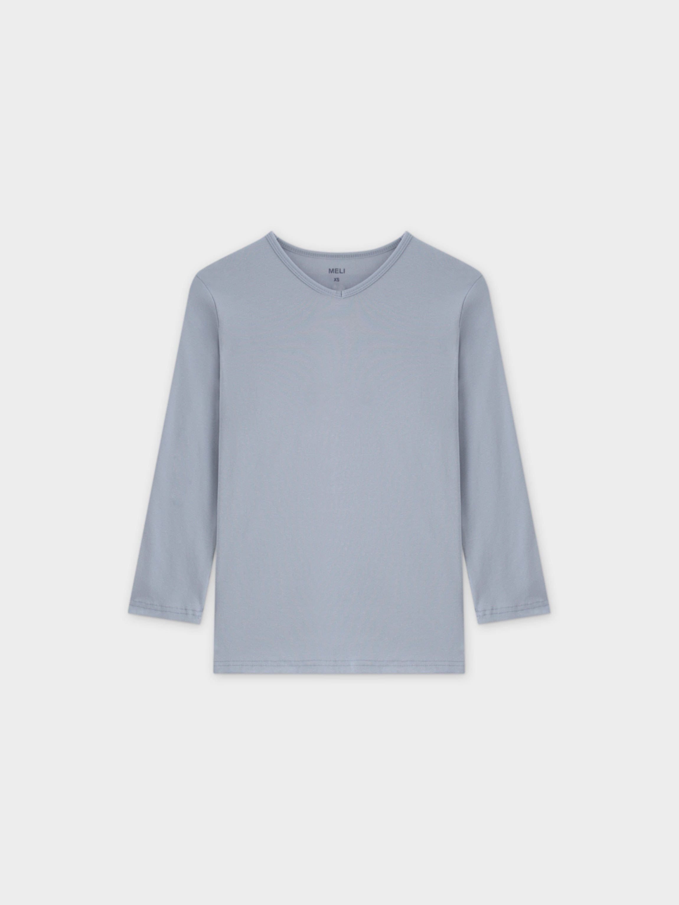 BASIC HIGH V TEE 3Q-LIGHT BLUE