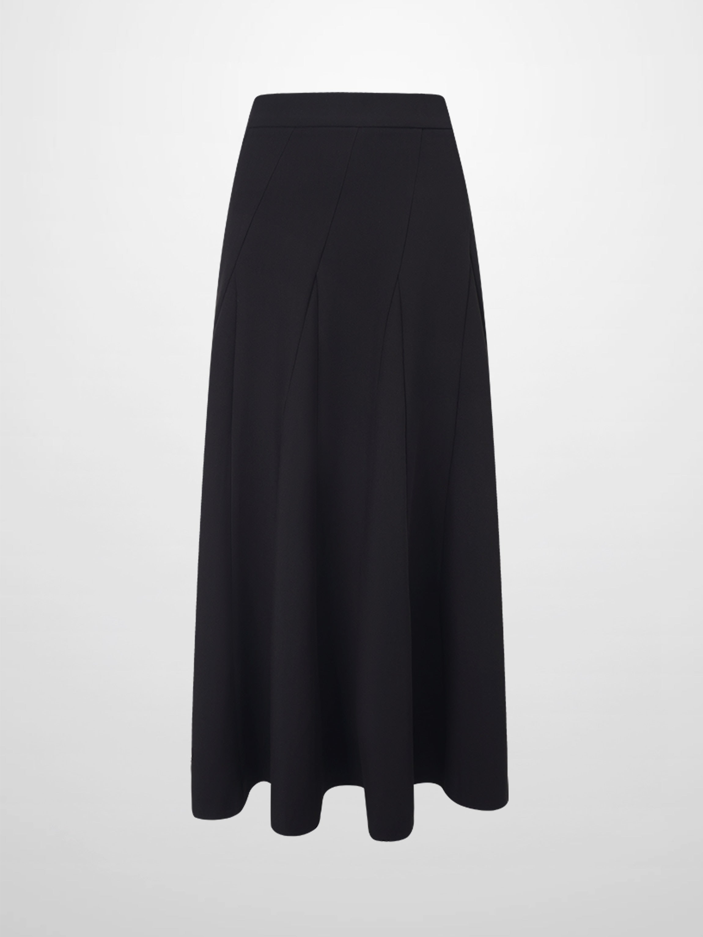 V Paneled Maxi Skirt-Black