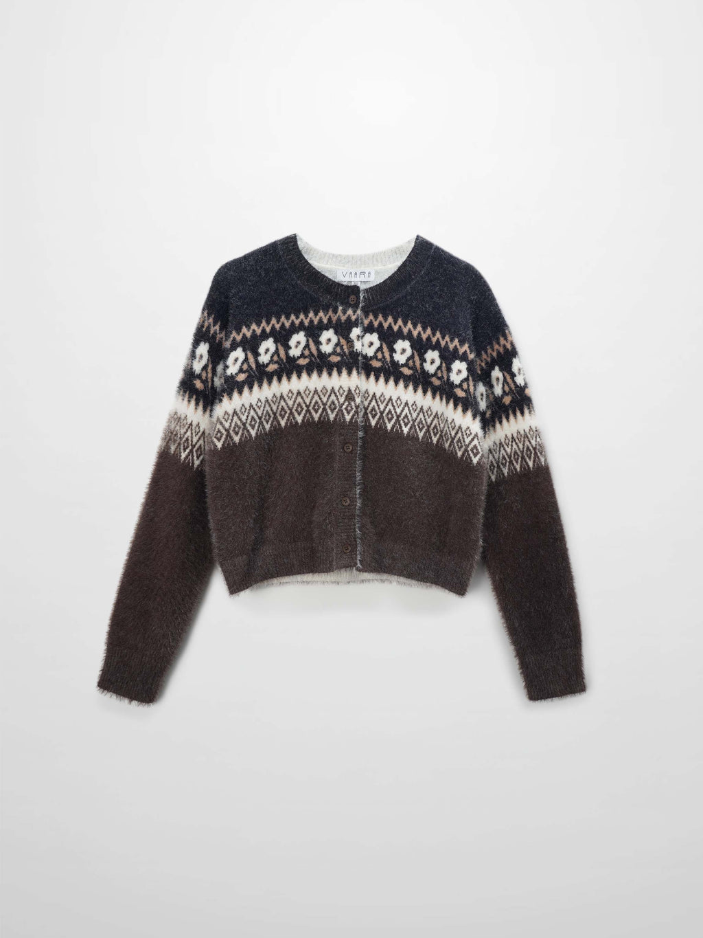 Mohair Crew Cardigan-Aztec Floral