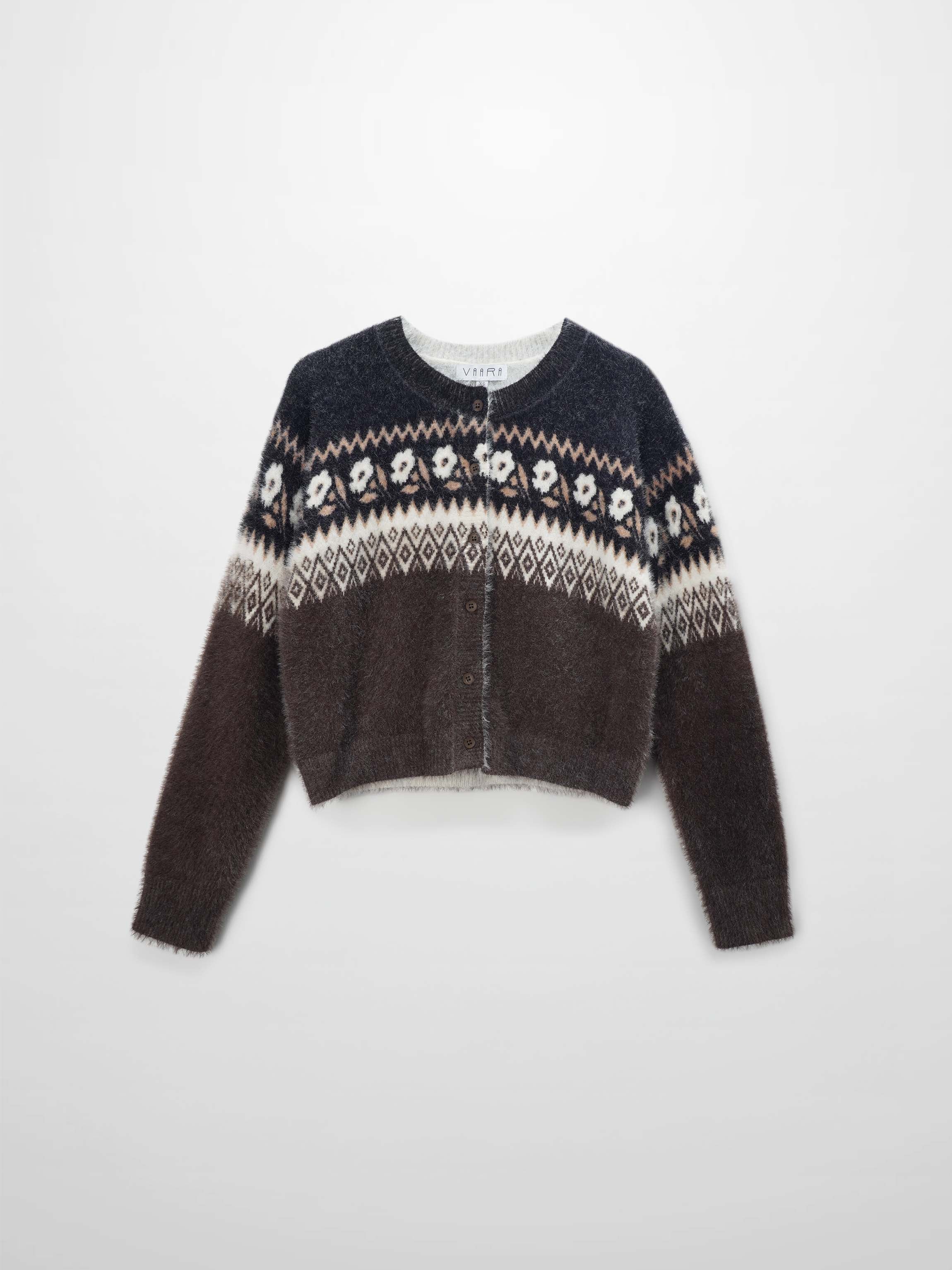 Mohair Crew Cardigan-Aztec Floral