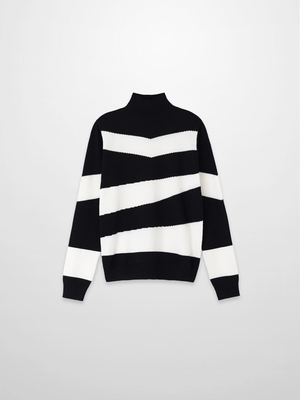 Classic Turtleneck Sweater-Black/White