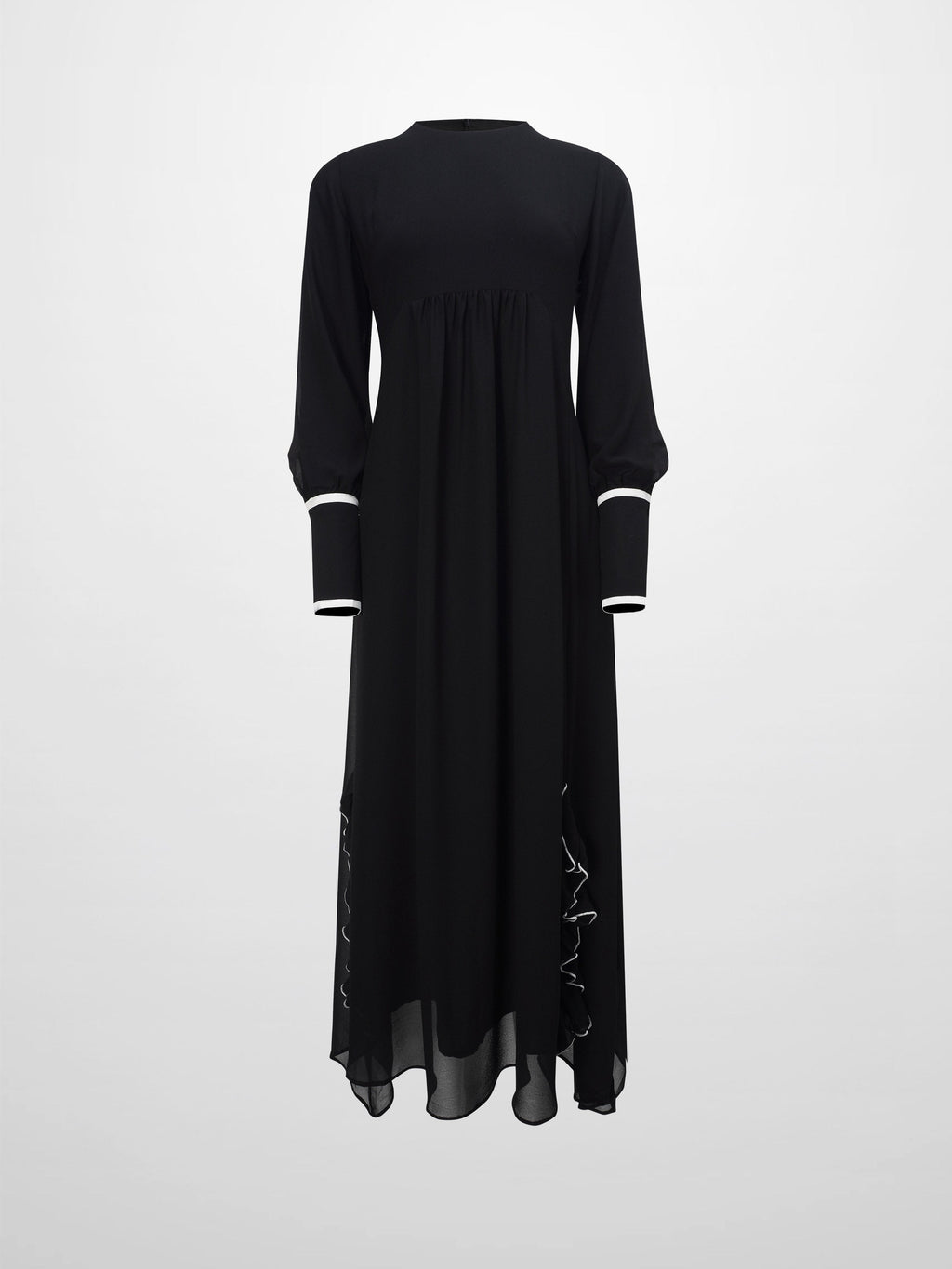 Asymmetrical Hem Dress-Black