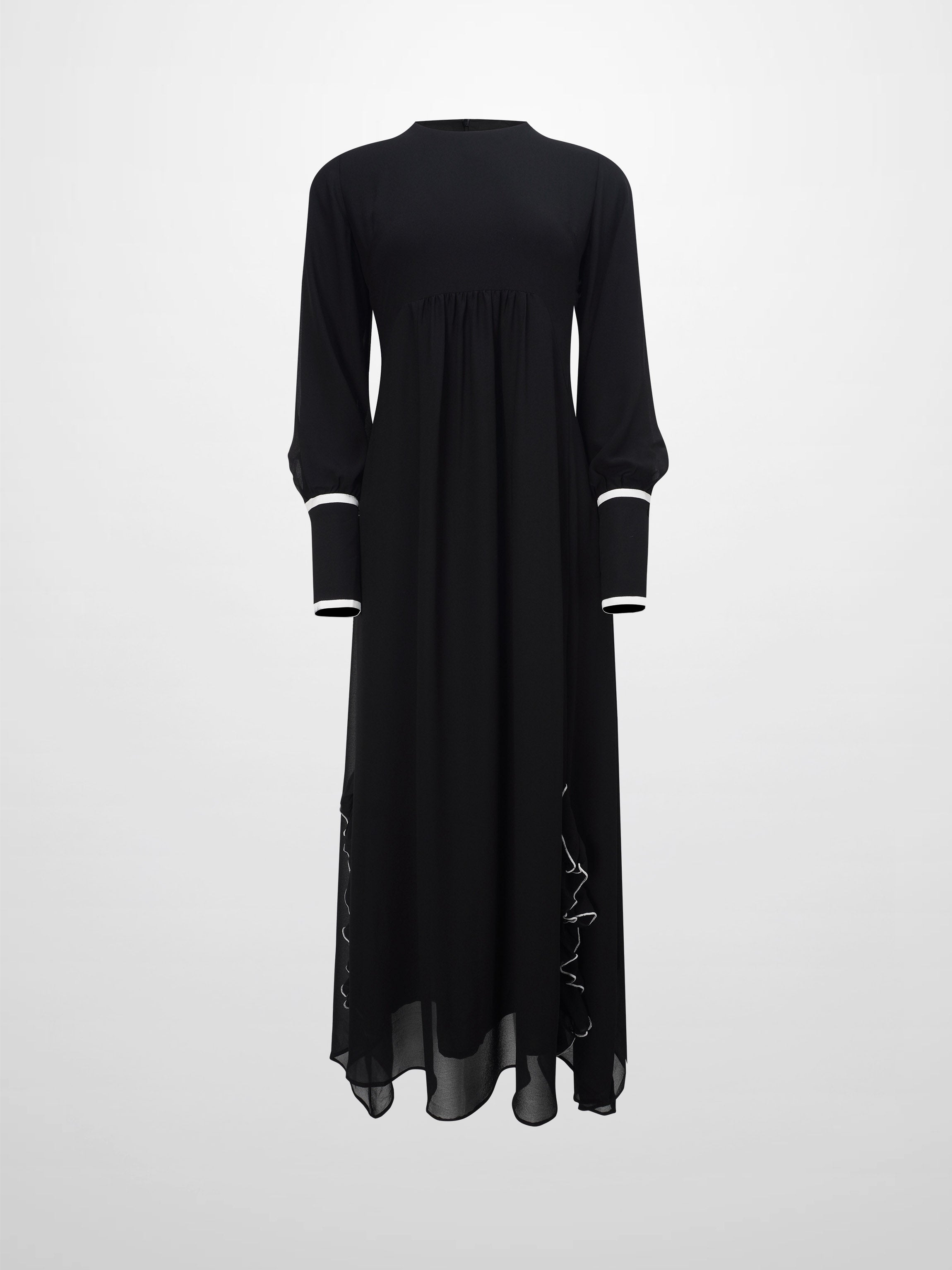 Asymmetrical Hem Dress-Black