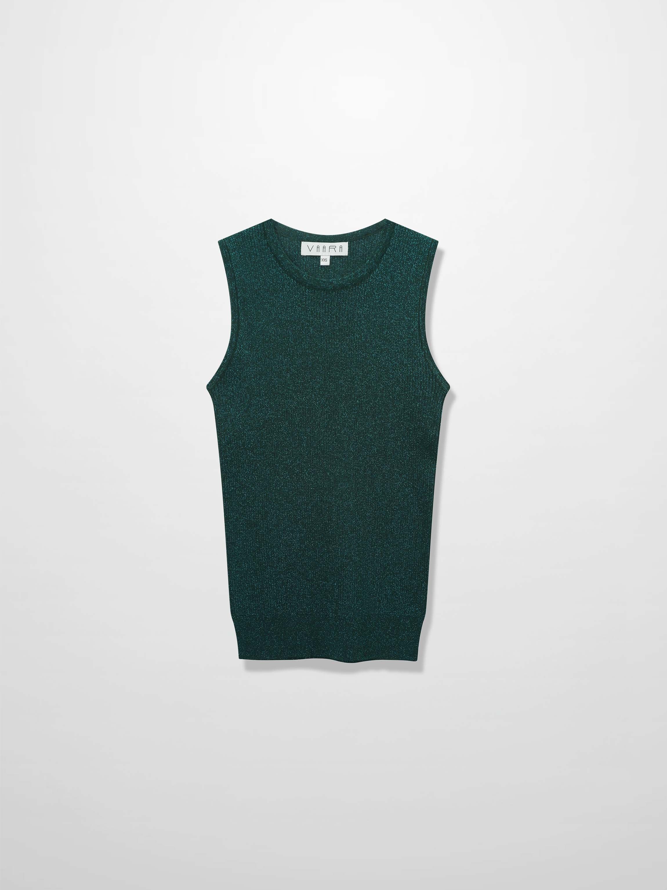 Lurex Sleeveless Sweater-Hunter Green