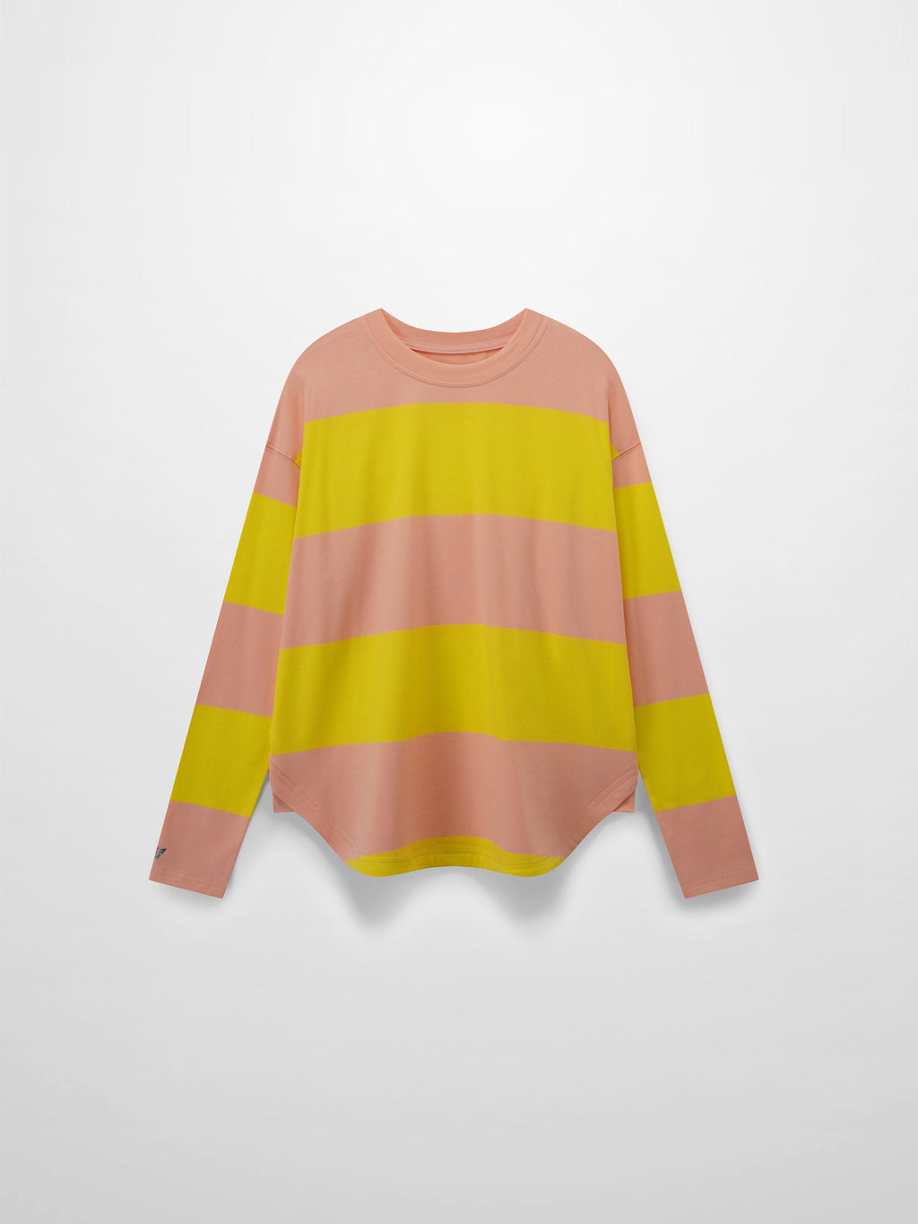 Oversized Rounded Hem T-Shirt-Peach/Yellow