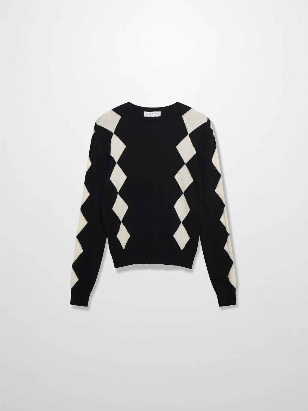 Printed Sweater-Black with Cream Diamond Design