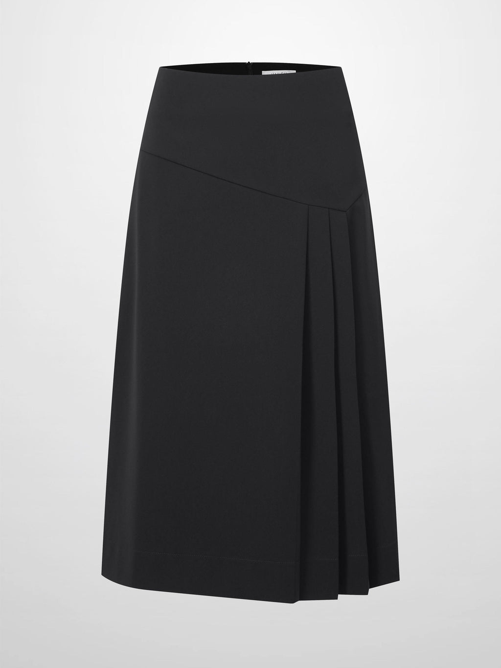 Side Pleat A-Line Short Skirt-Black