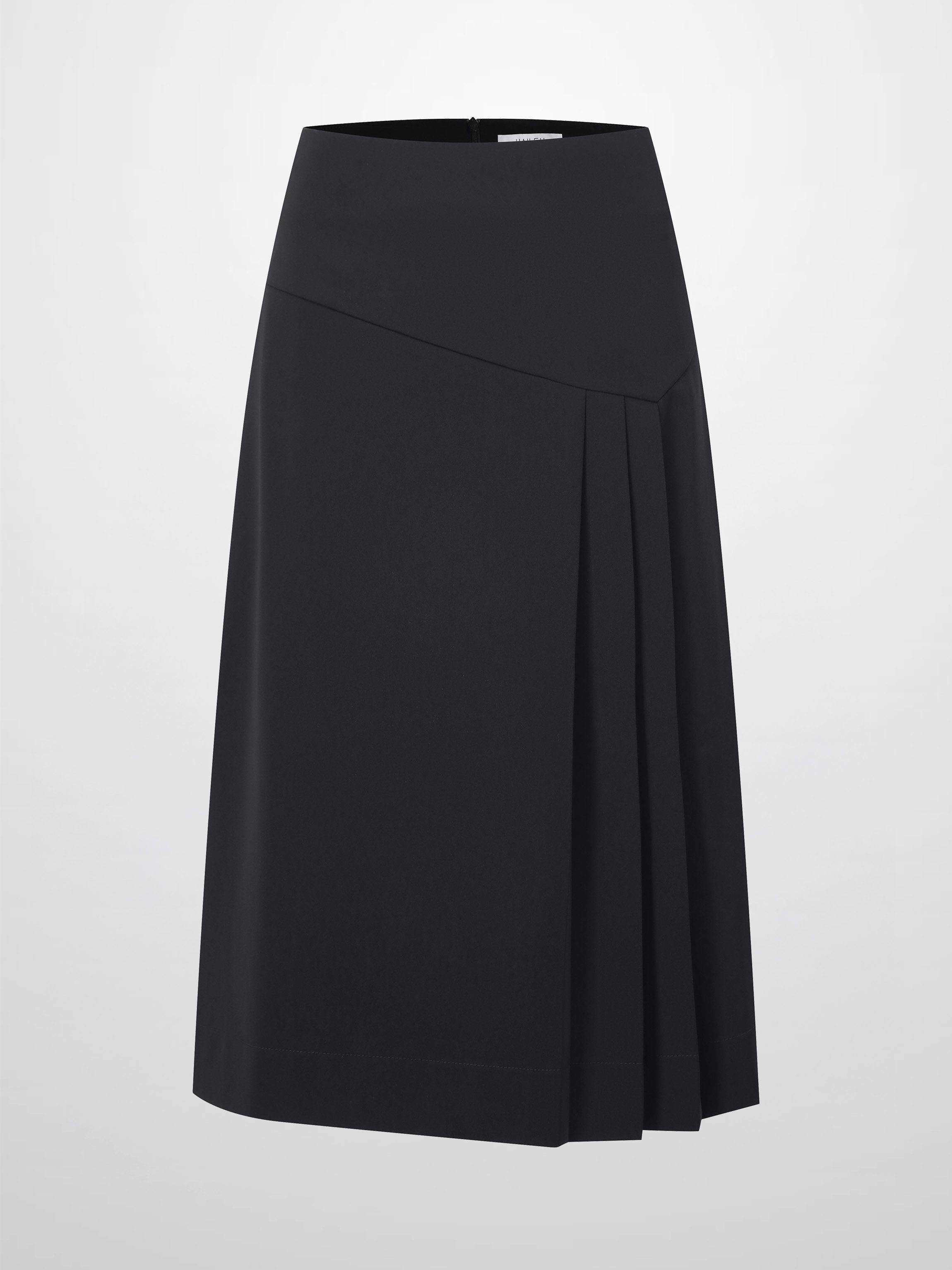 Side Pleat A-Line Short Skirt-Black