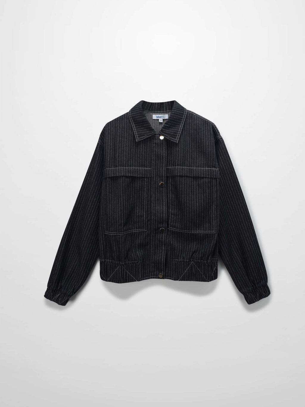 Denim Jacket-Black Pinstripe