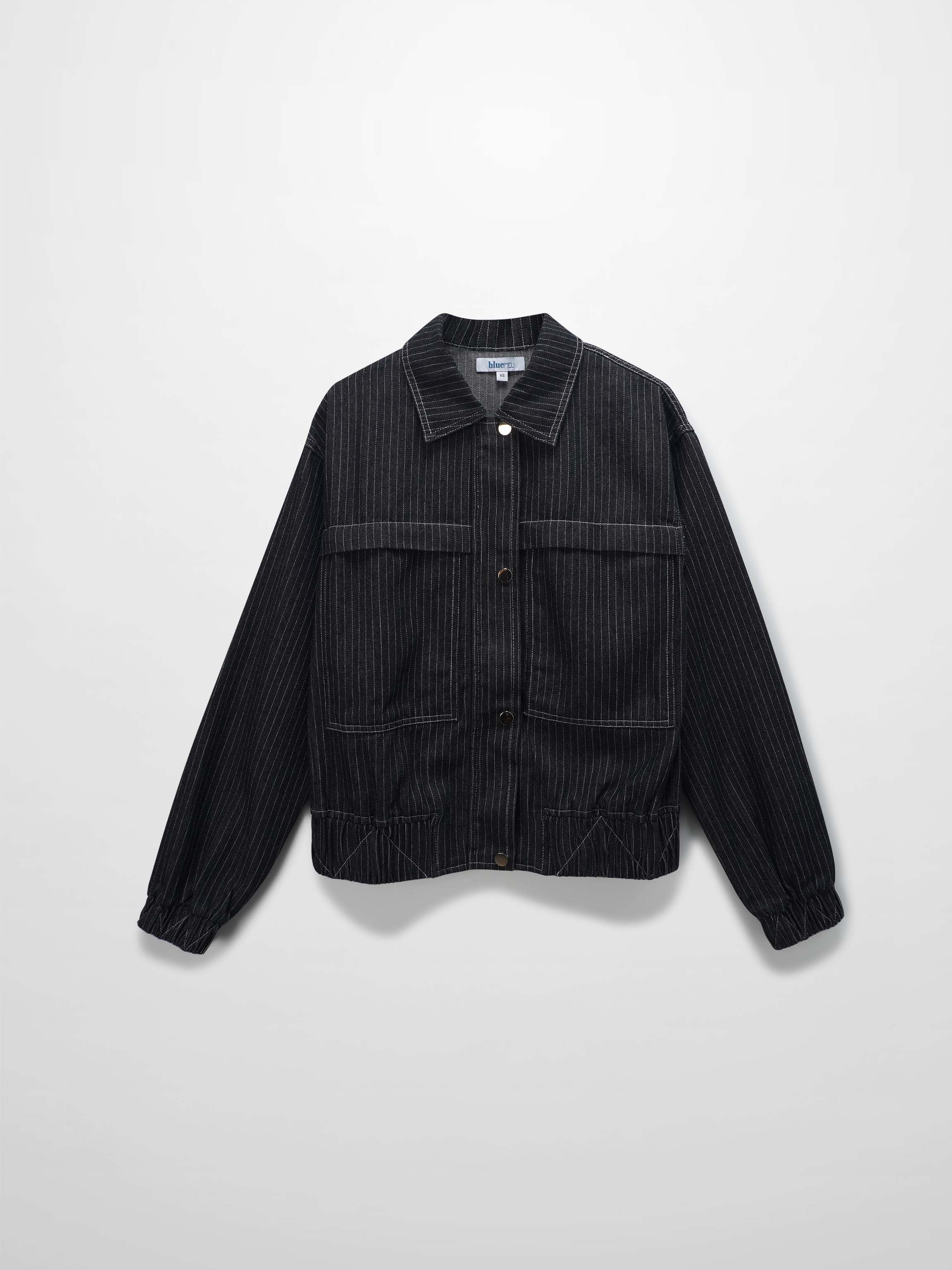 Denim Jacket-Black Pinstripe