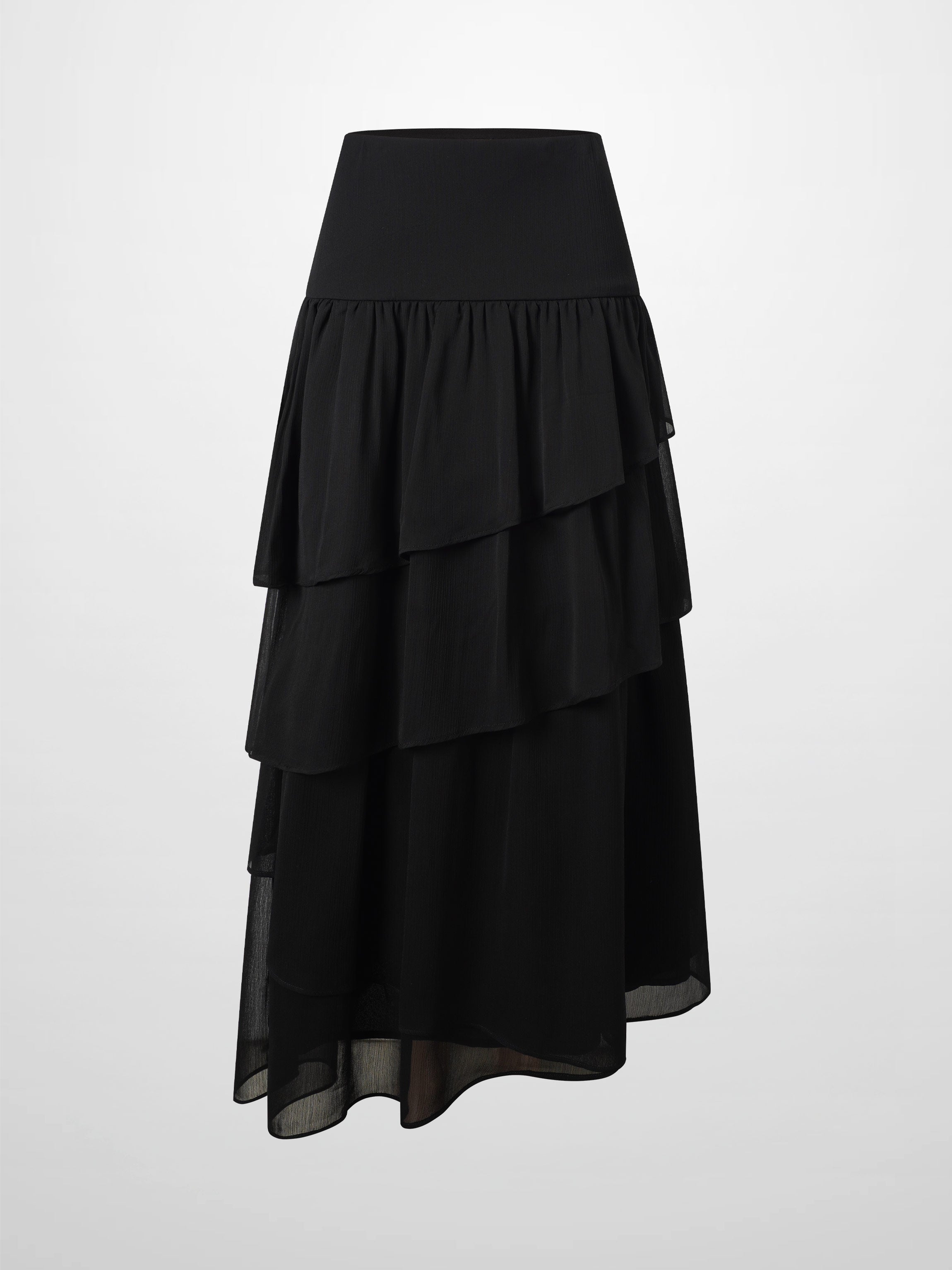 Chiffon Layered Skirt-Black