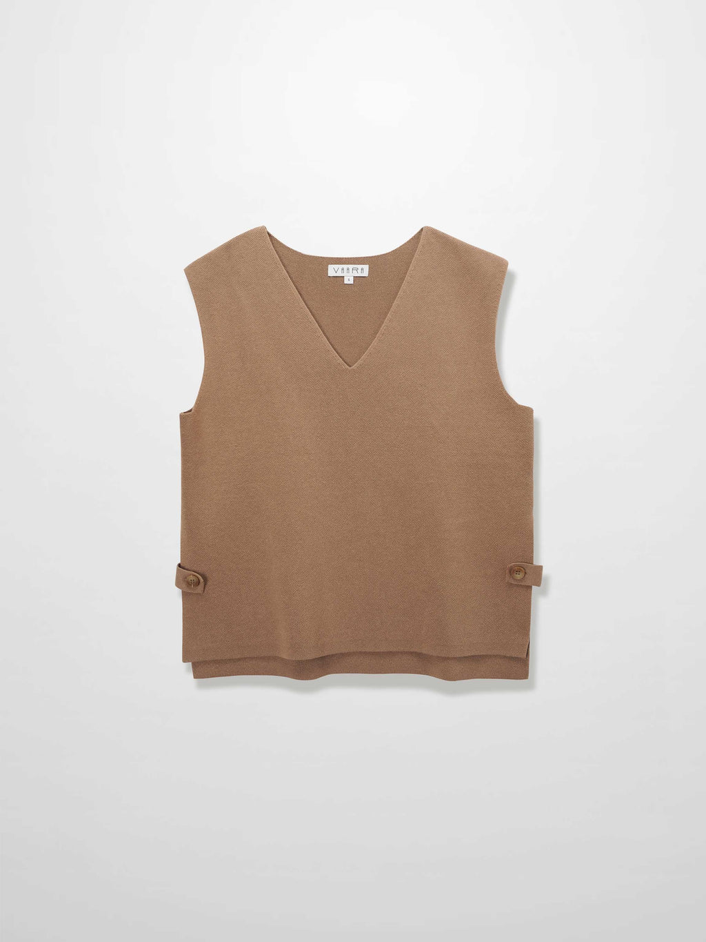 Side Tab Knit Vest-Mocha Mousse