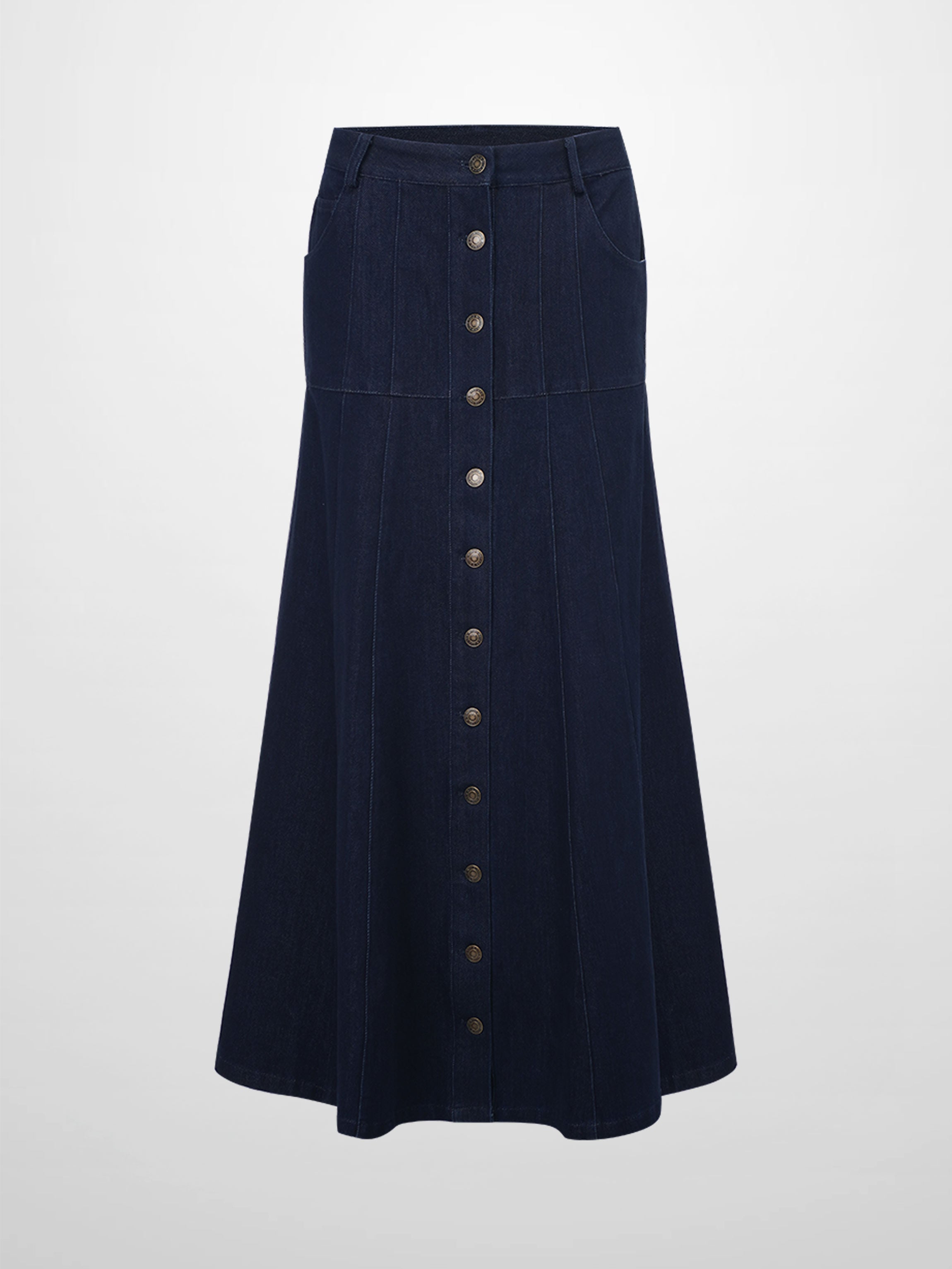 Drop Waist Denim Skirt-Blue