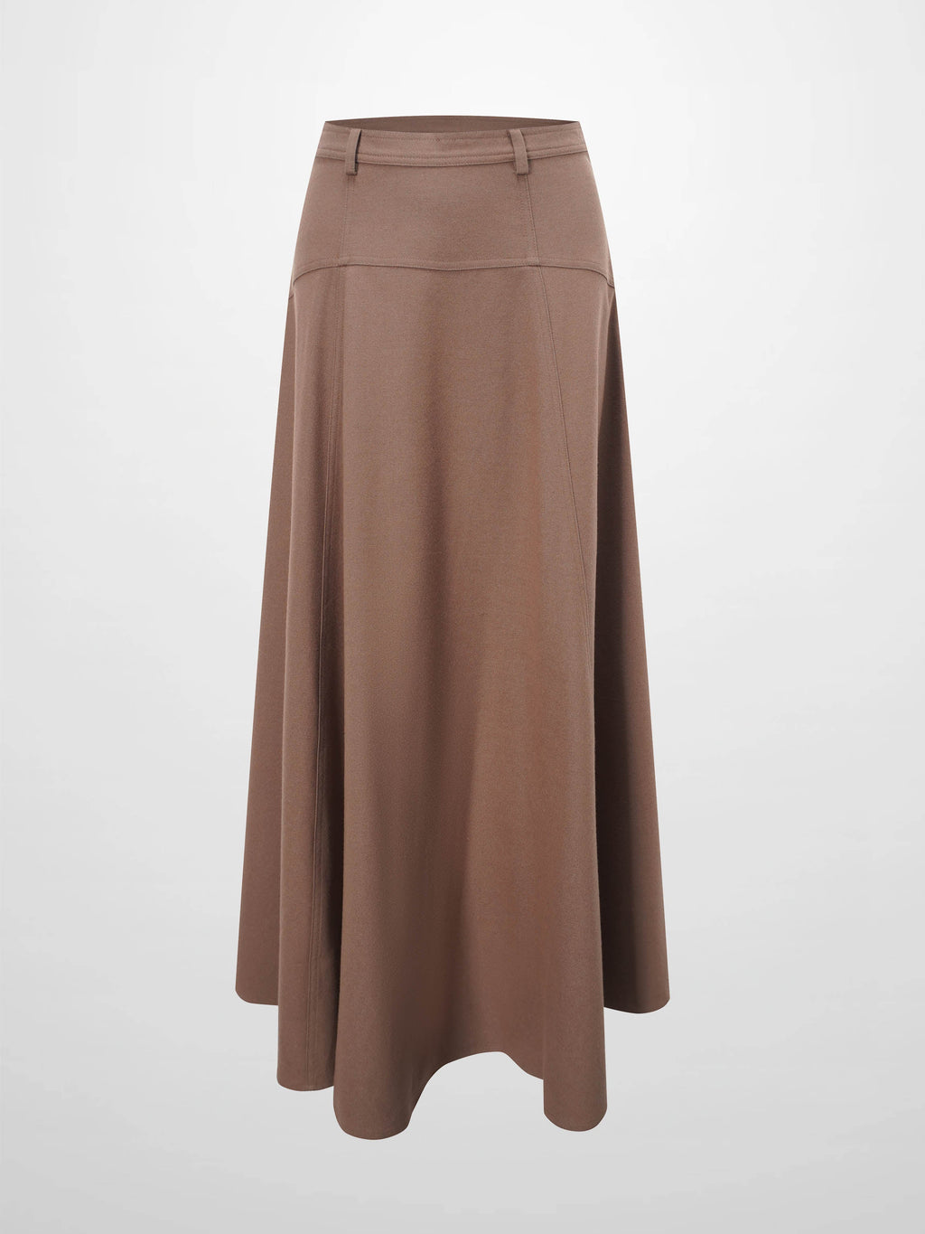 Wool Blend Yoke Skirt 37"-Mocha Mousse