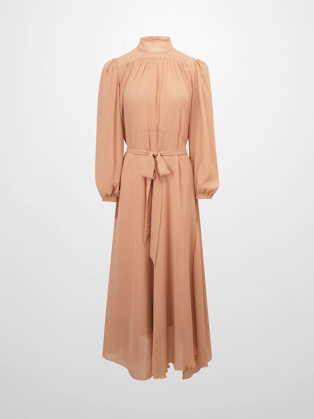Asymmetrical Bottom Belted Dress-Mocha