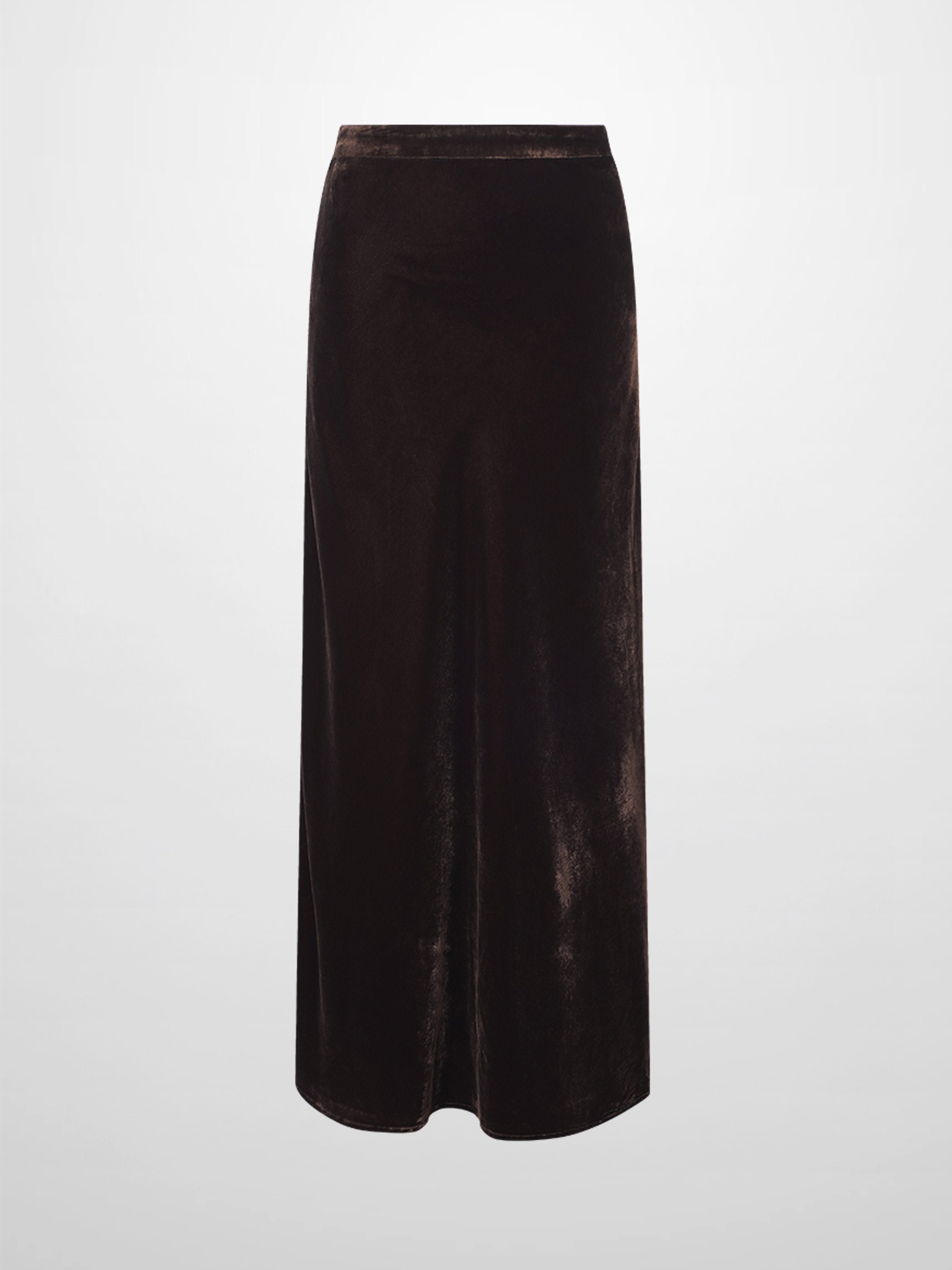 Velvet Flare Skirt-Brown