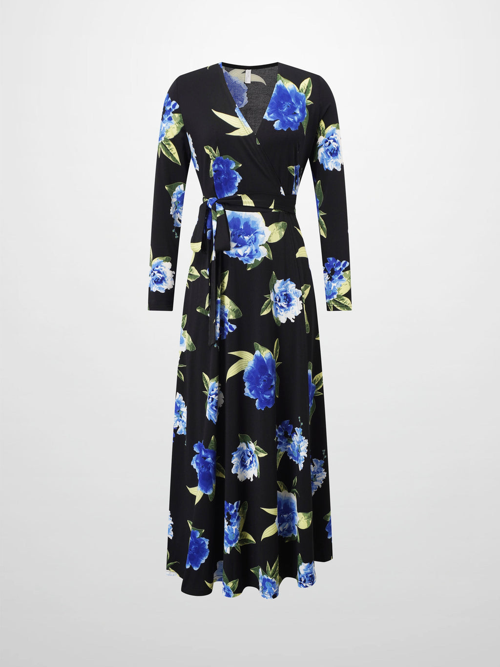 Maxi Wrap Dress-Blue Floral