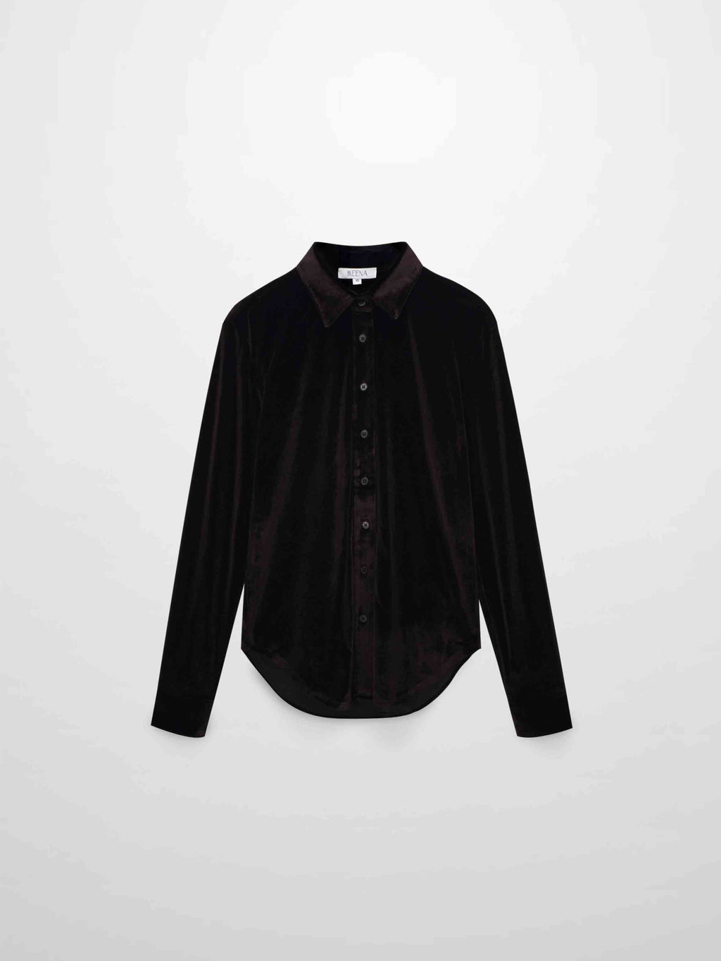 Velour Button Down Blouse-Brown