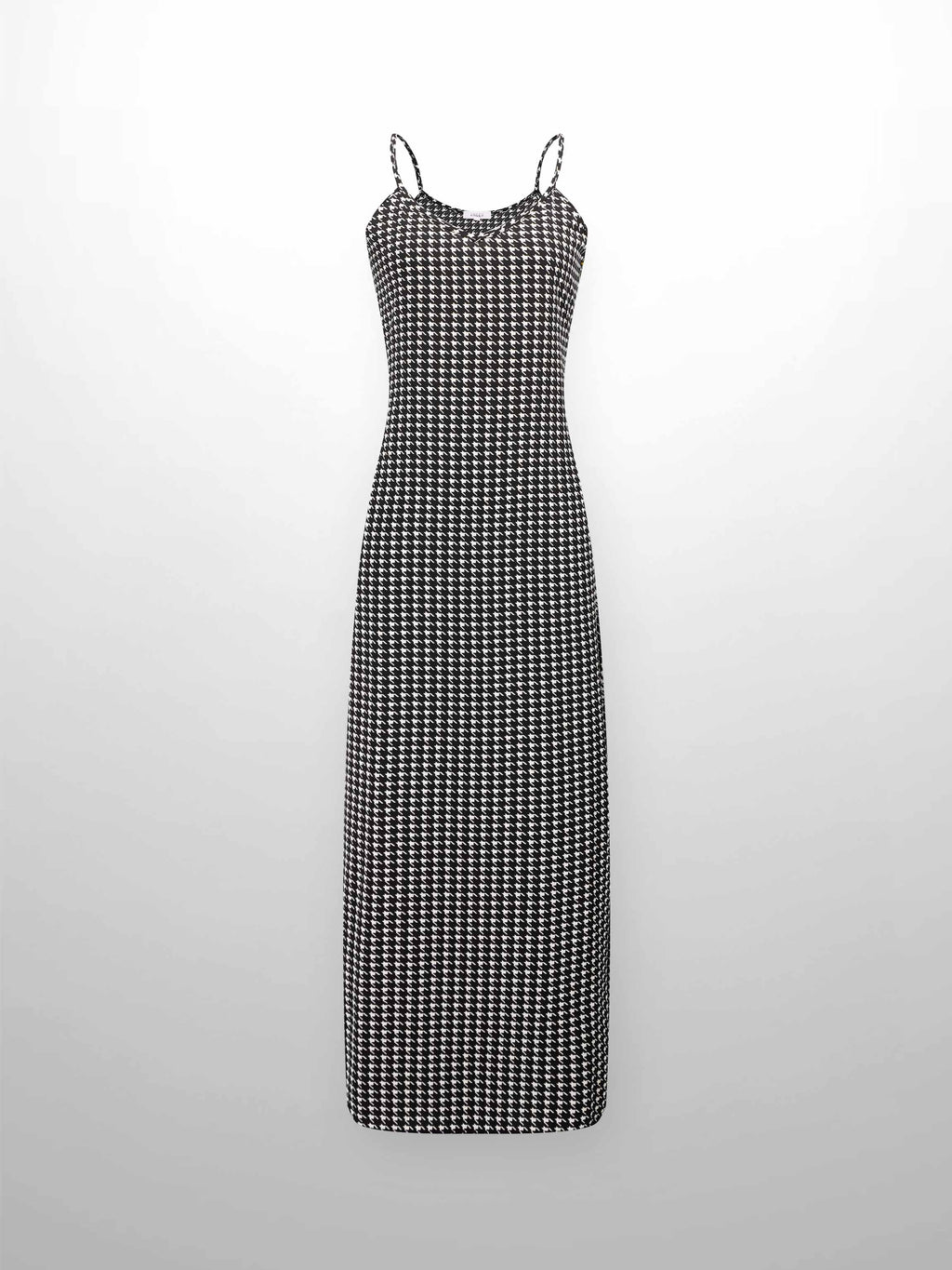 A-Line V Neck Slip Dress-Houndstooth
