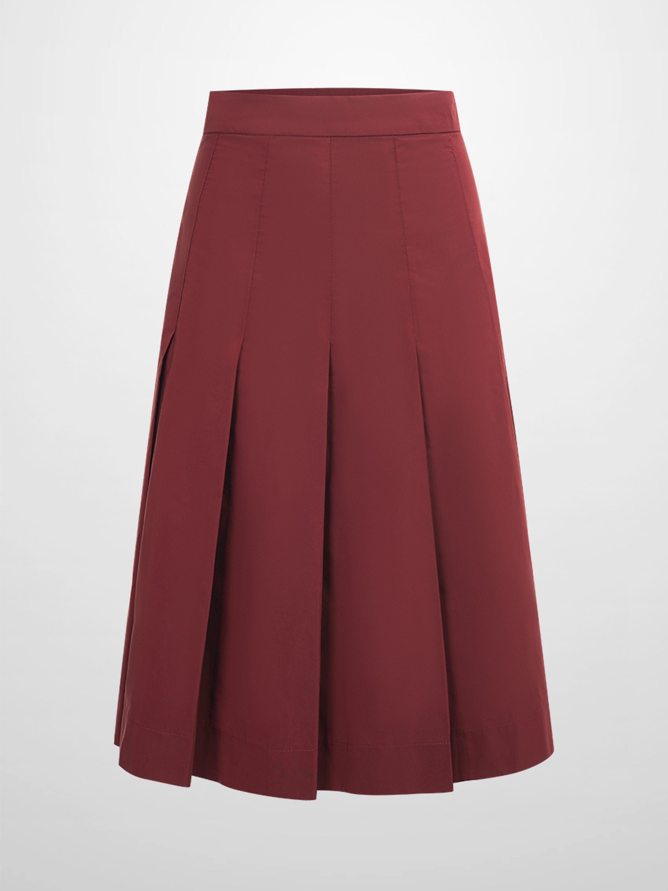 Taffeta Pleat Skirt 26"-Burgundy