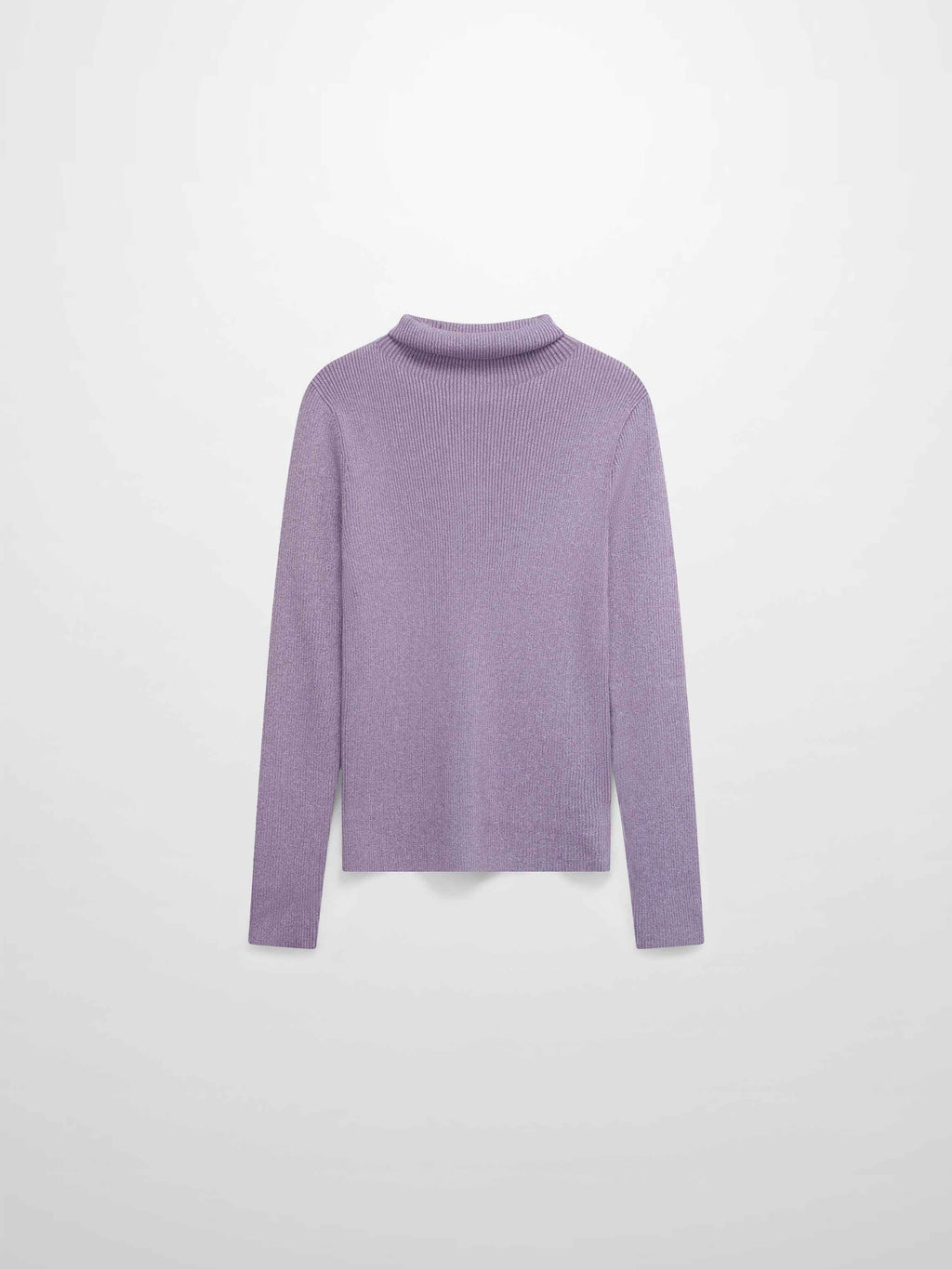 Lurex Ribbed Knit Turtleneck-Lavender