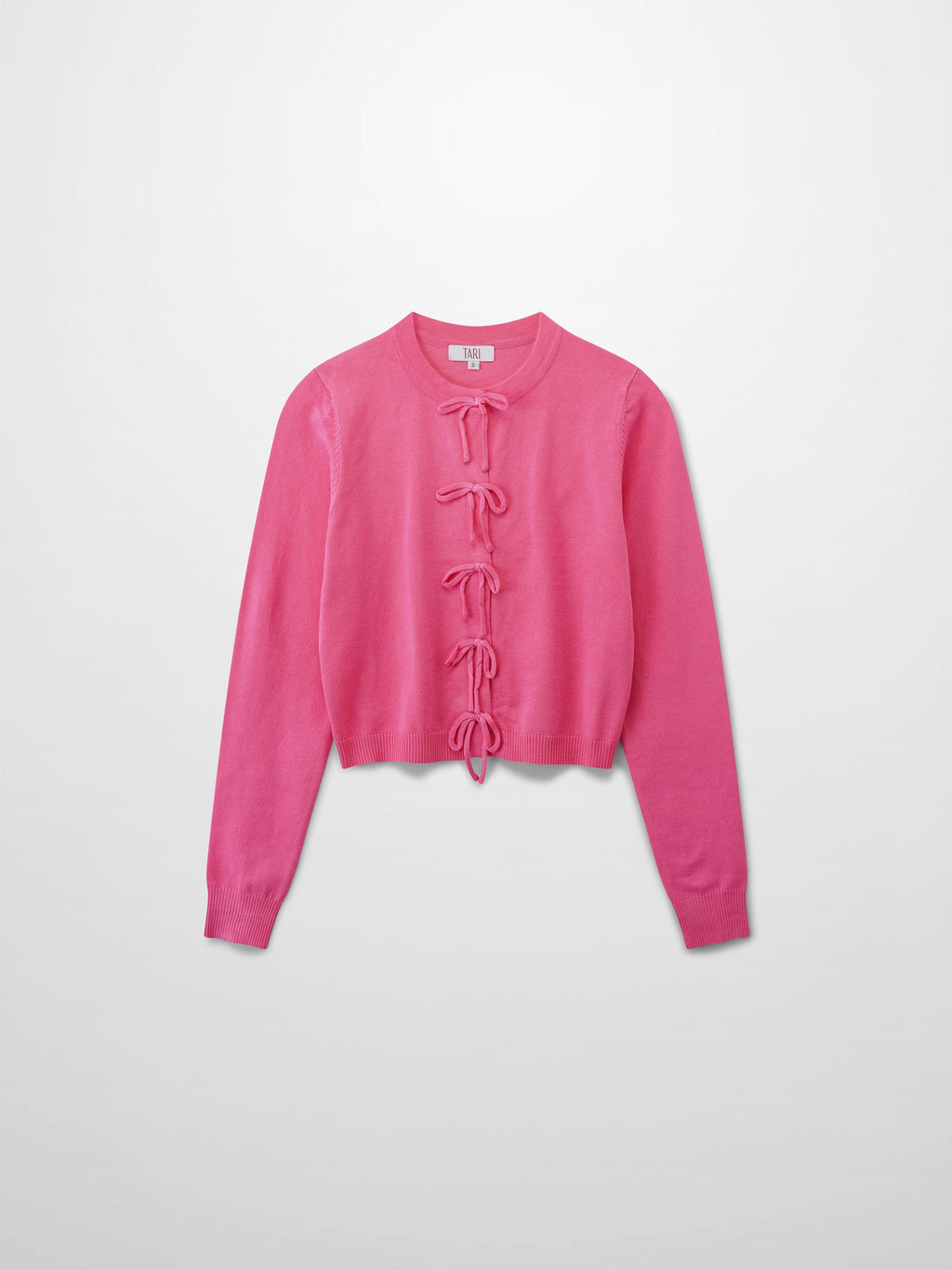 5 Bow Crop Cardigan-Pink