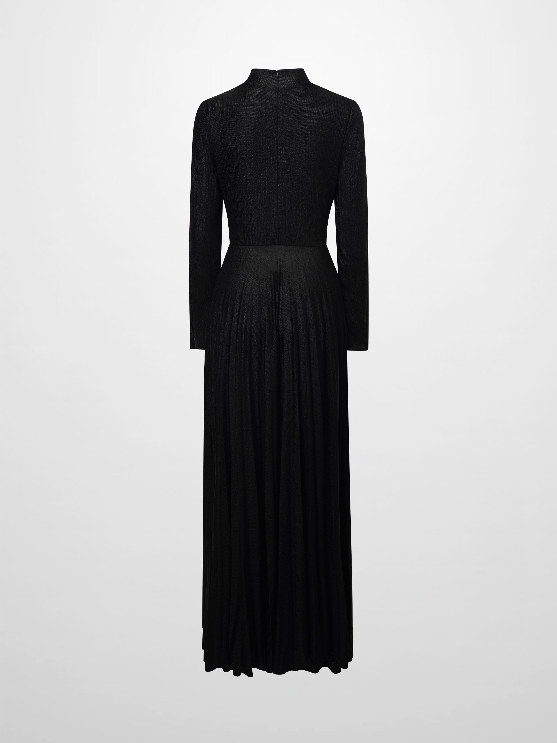 Pleat Bottom Stretch Maxi Dress-Black Shimmer