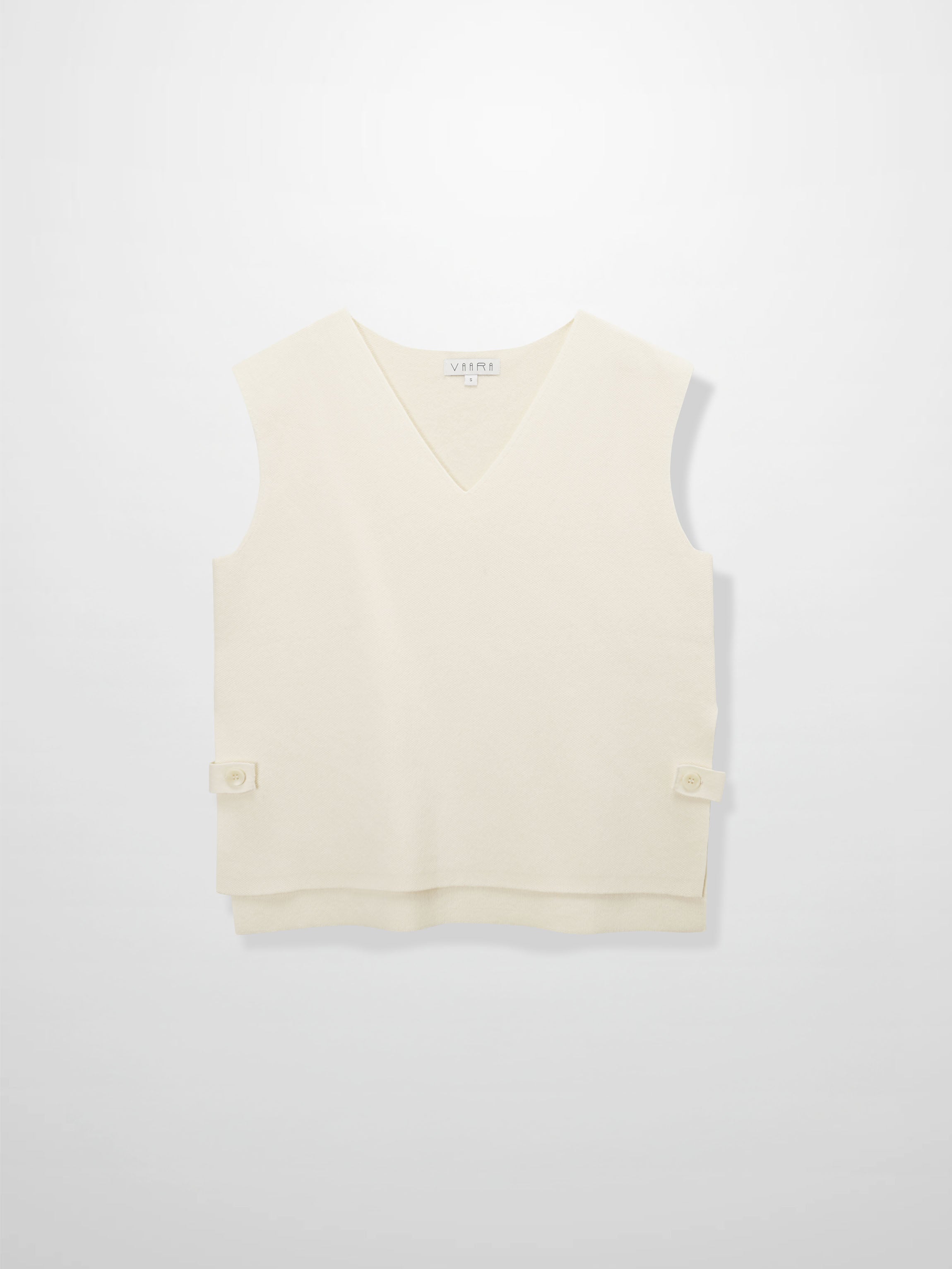 Side Tab Knit Vest-Ivory