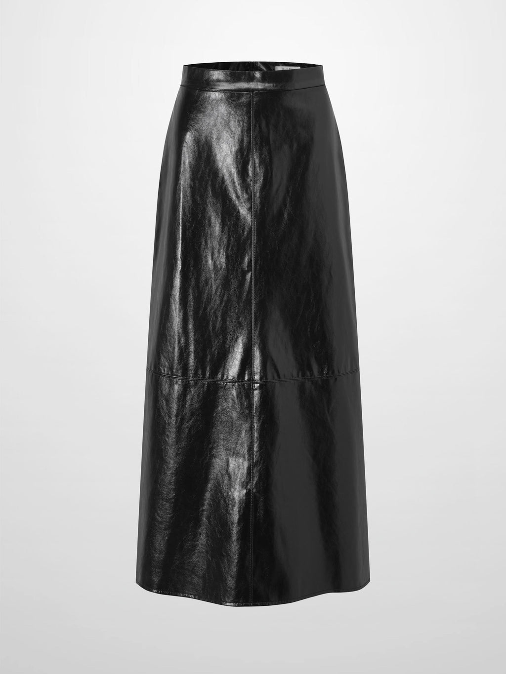 Coated Faux Leather A-Line Skirt-Black