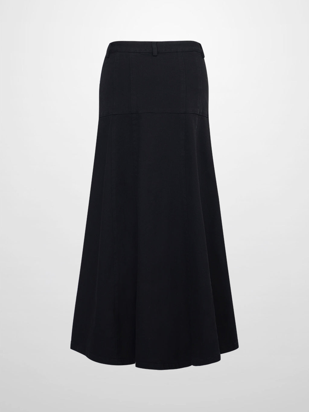 Drop Waist Denim Skirt-Black