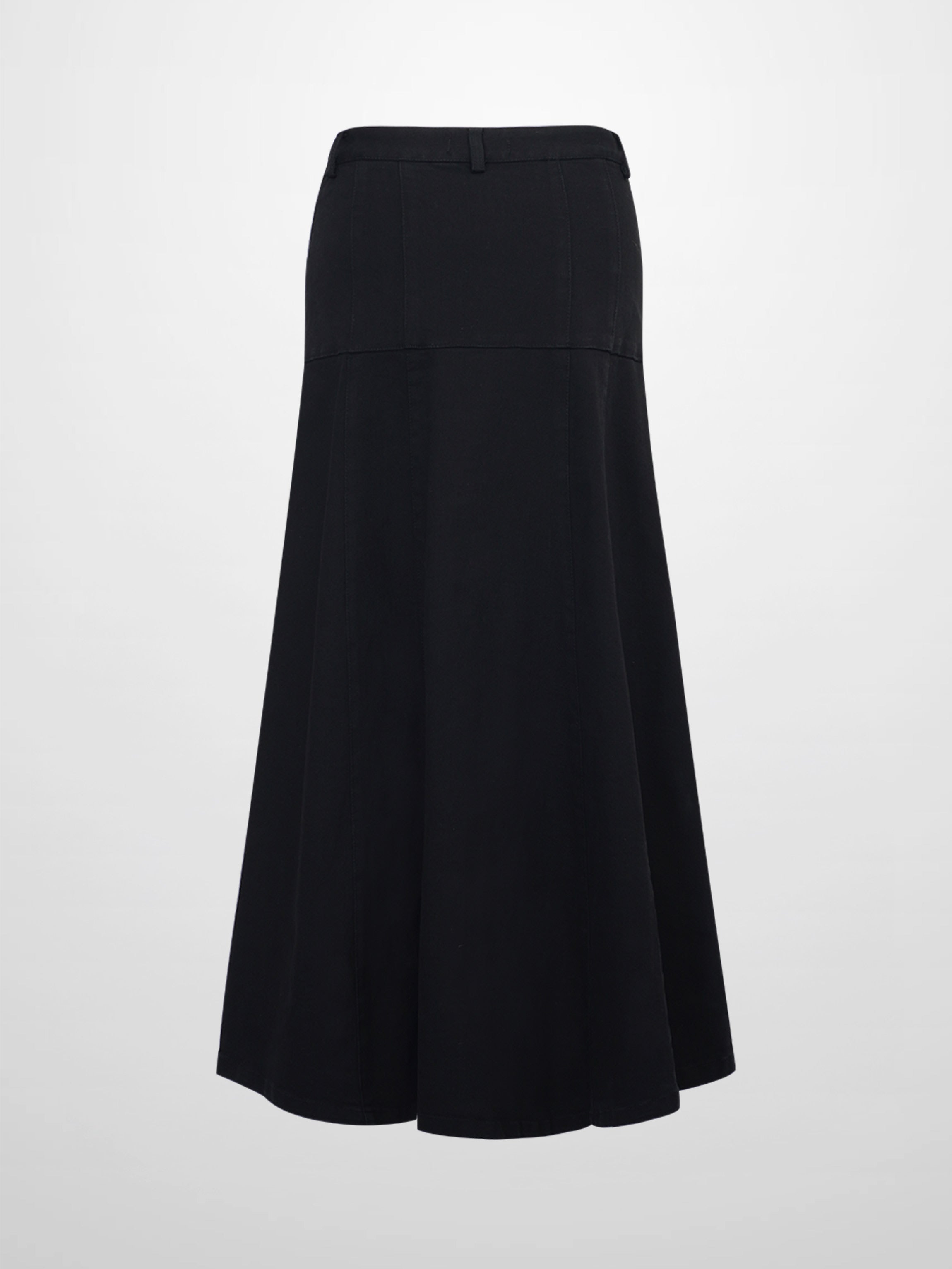 Drop Waist Denim Skirt-Black
