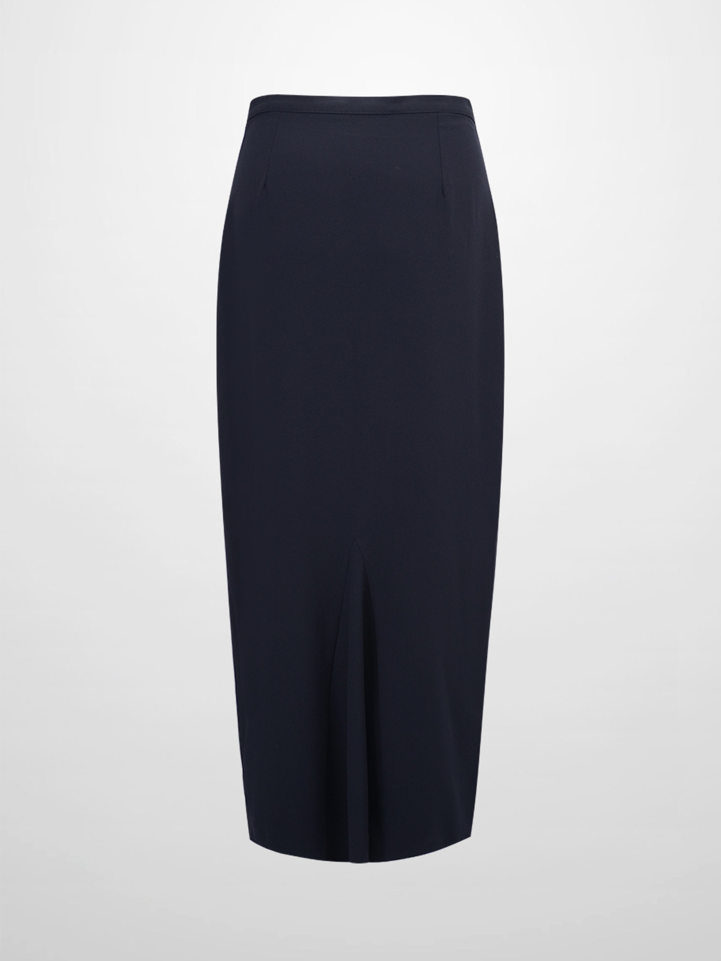 Straight Kick Pleat Maxi Skirt-Navy
