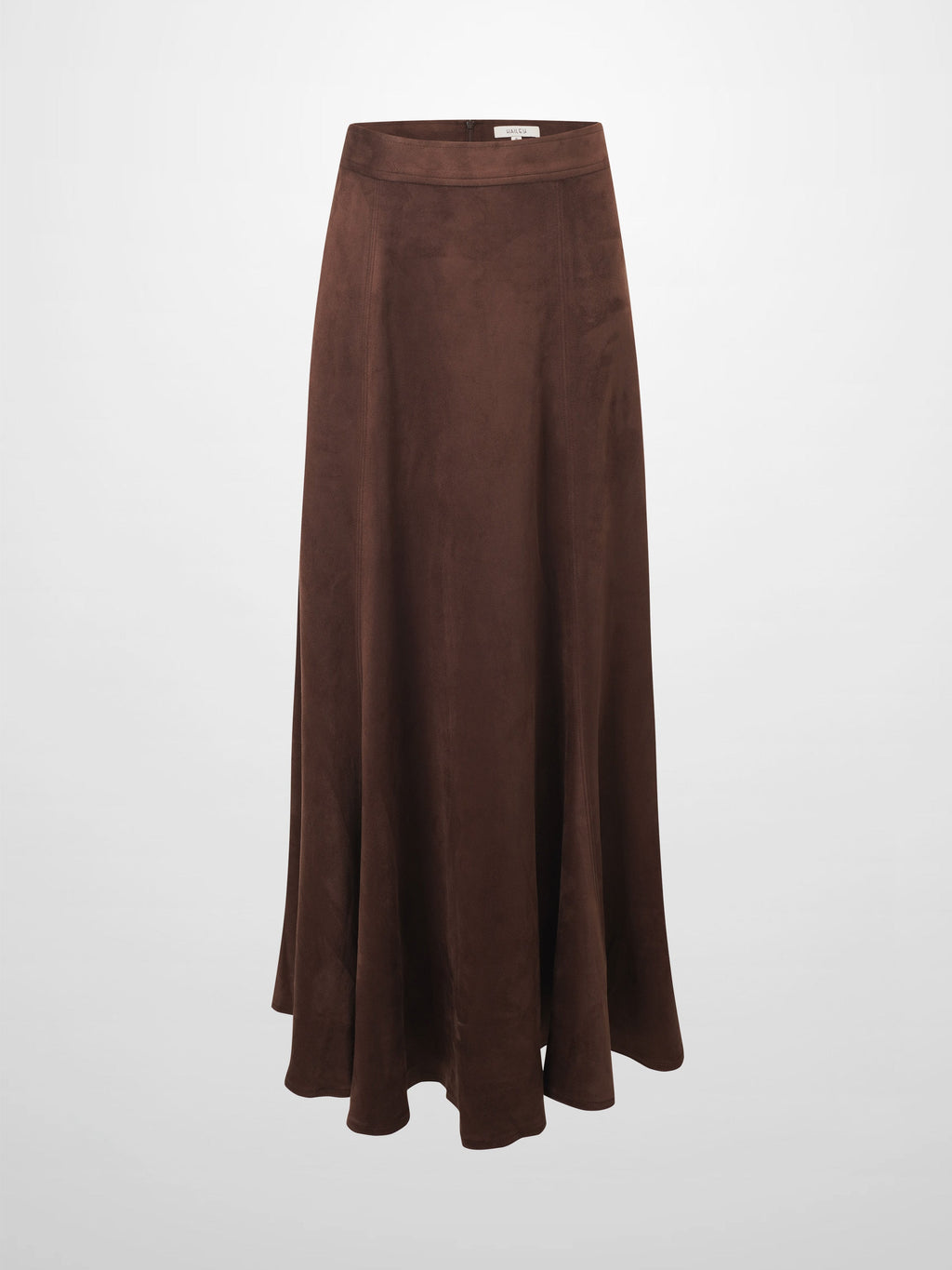 Suede Trumpet Skirt-Brown
