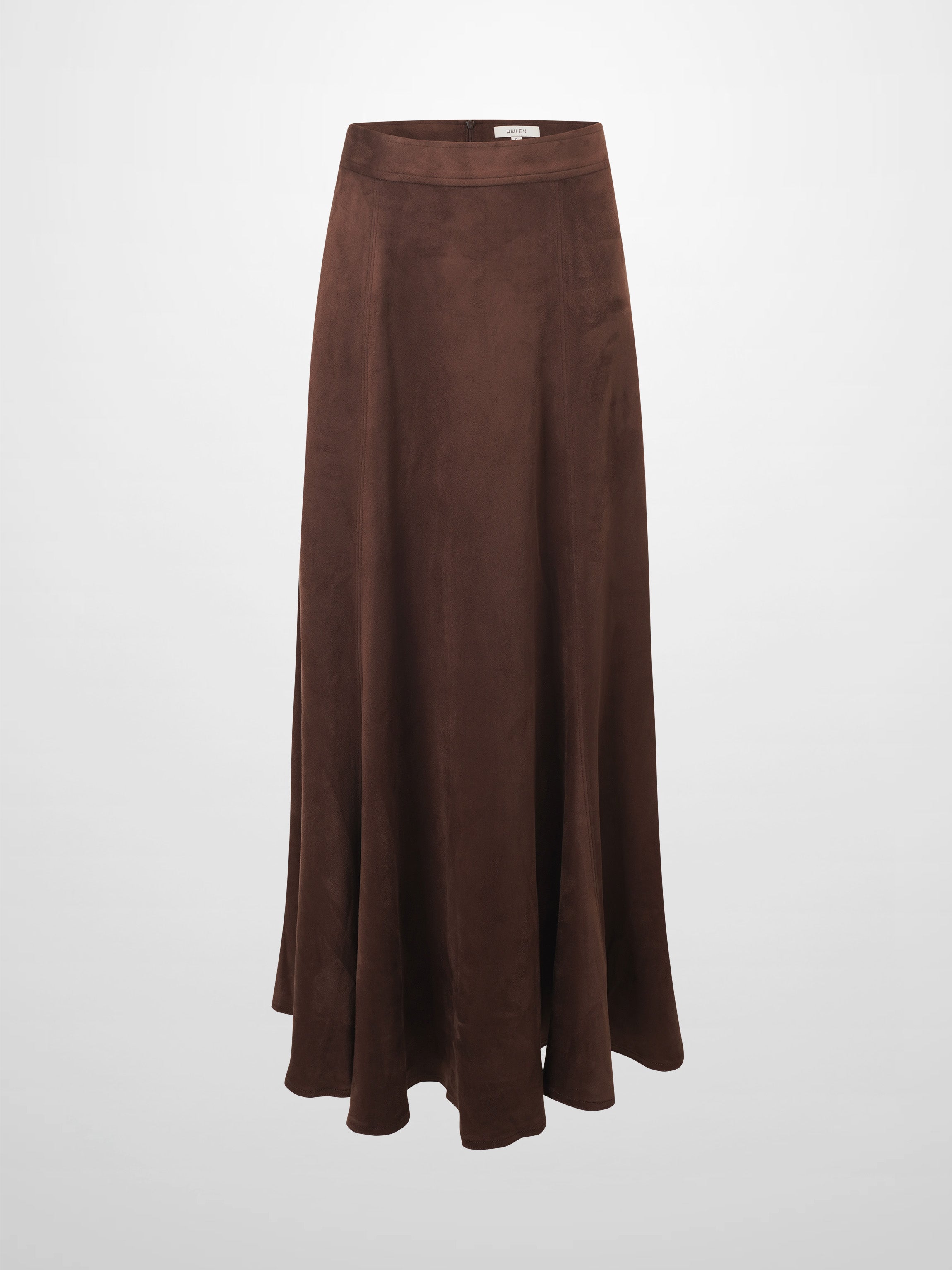 Suede Trumpet Skirt-Brown