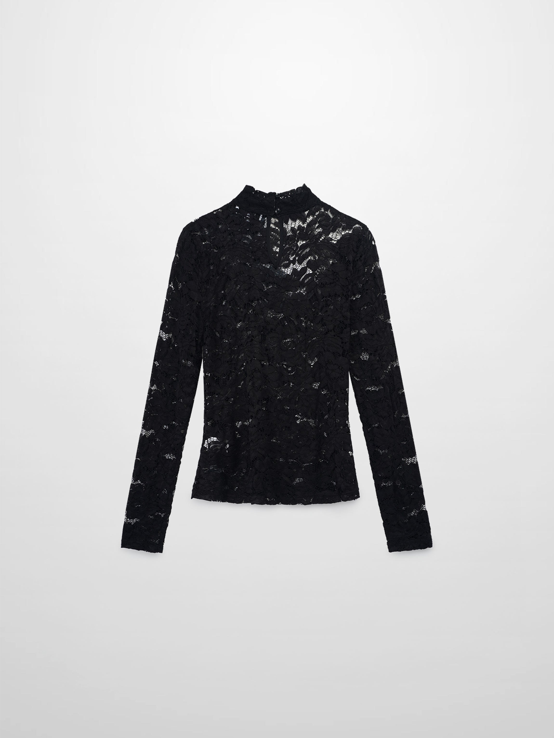 Lace Turtleneck-Black