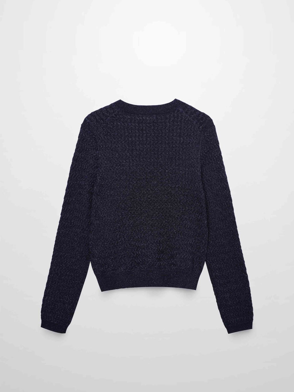 Textured Lurex Crew Sweater-Navy